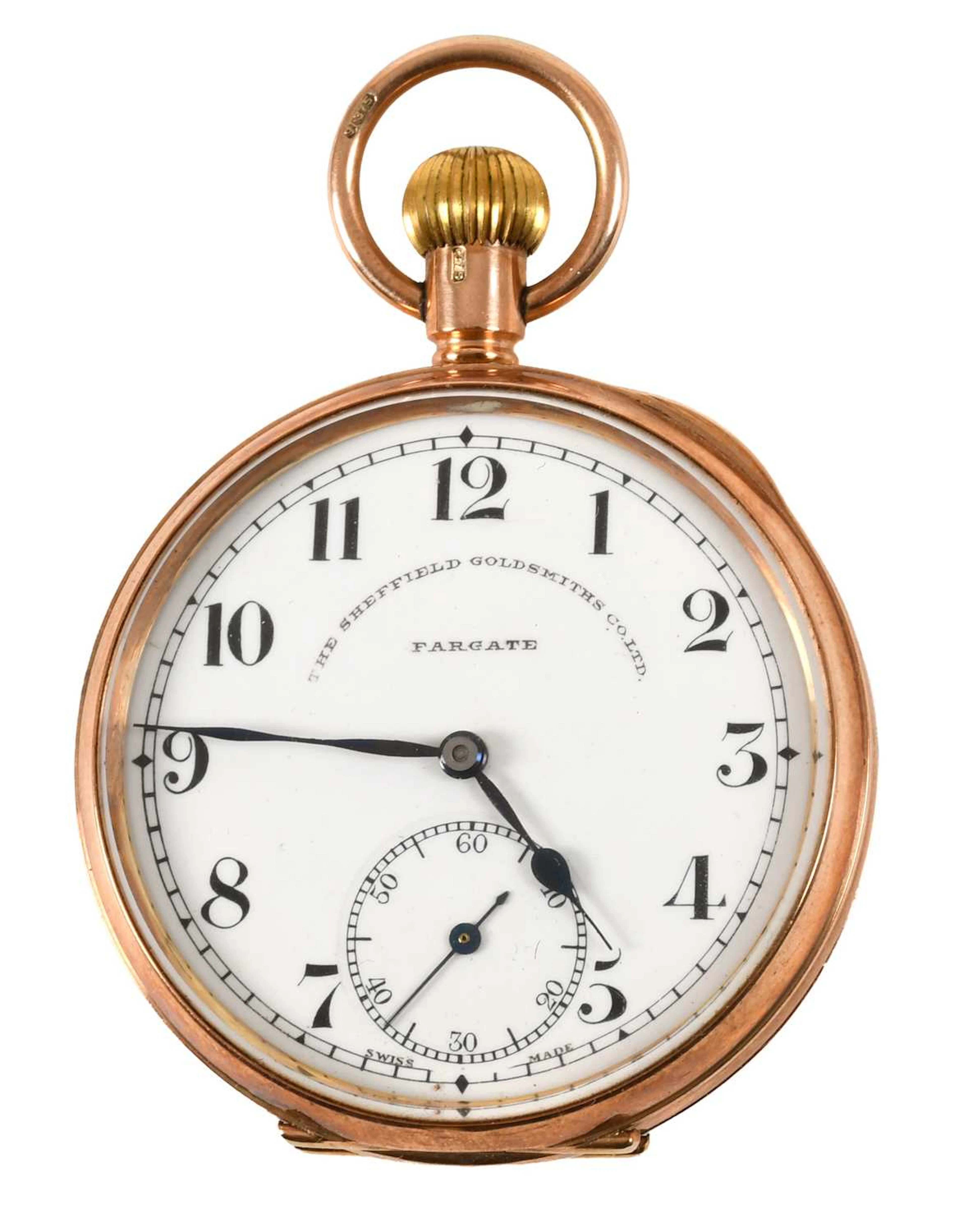 A 9 Carat Gold Open Faced Pocket Watch, retailed by The Sheffield