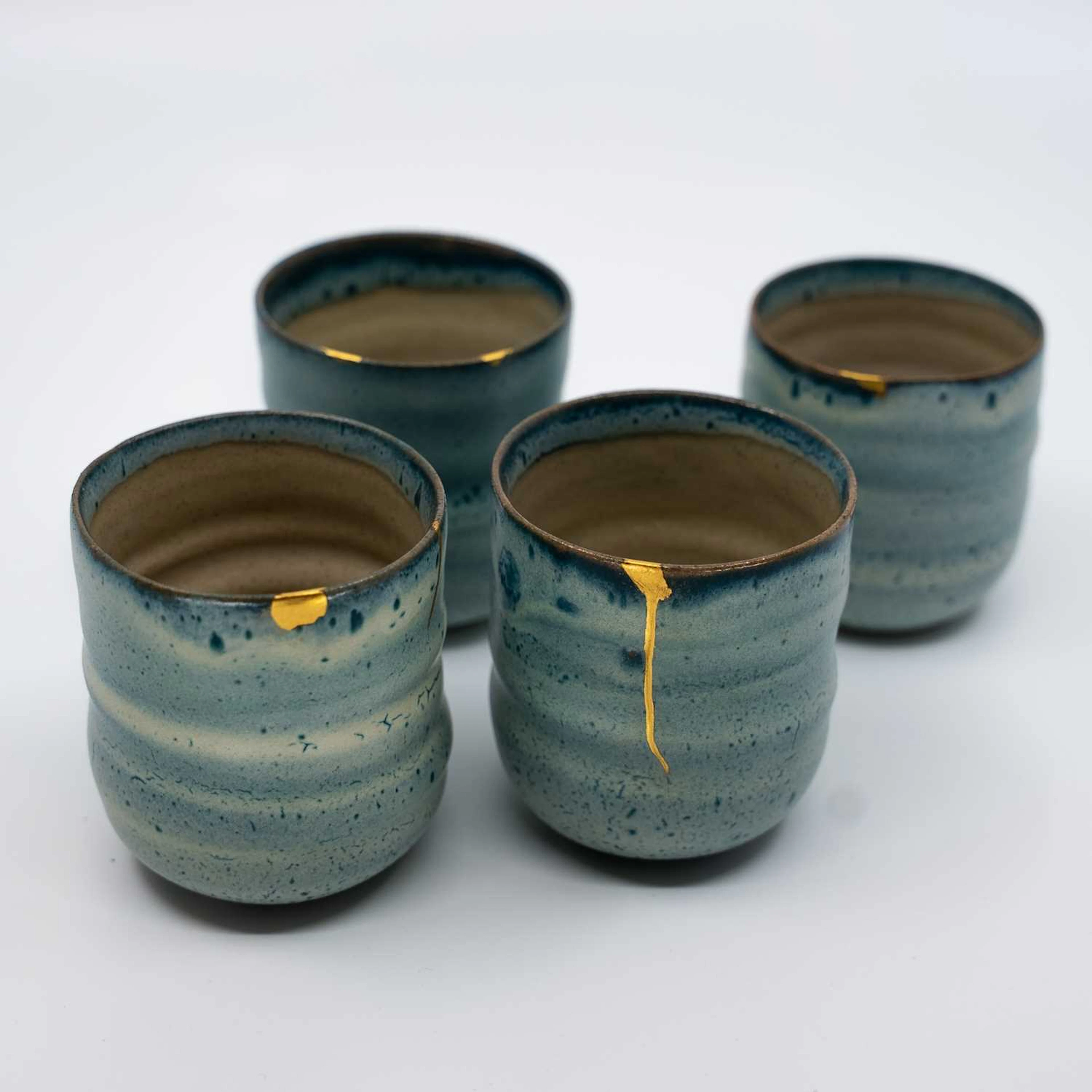 The Black Swan at Oldstead: 4 Yunomi (handless) beakers by Jane Schaffer