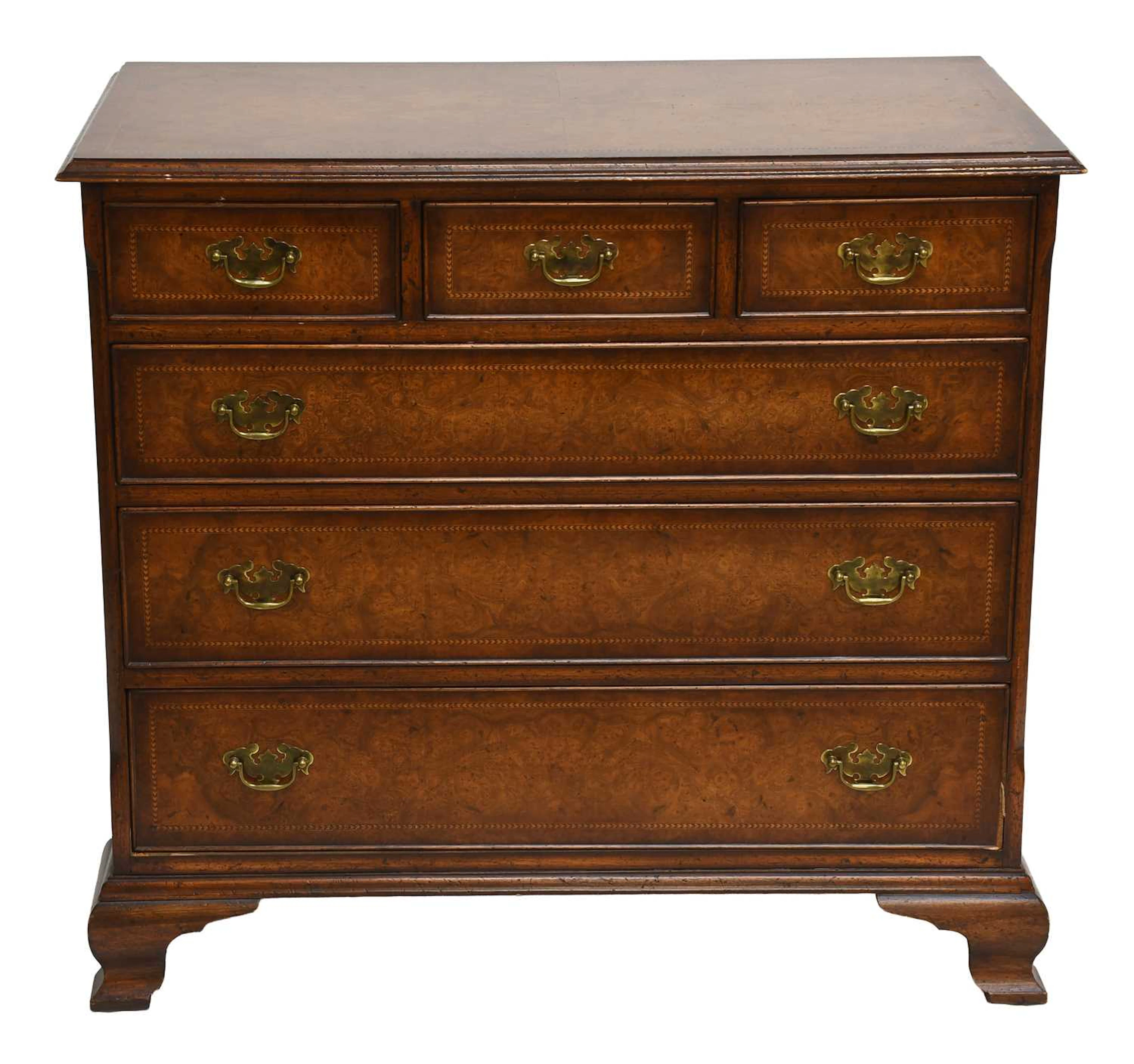 A Reproduction Burr Walnut Chest of Drawers