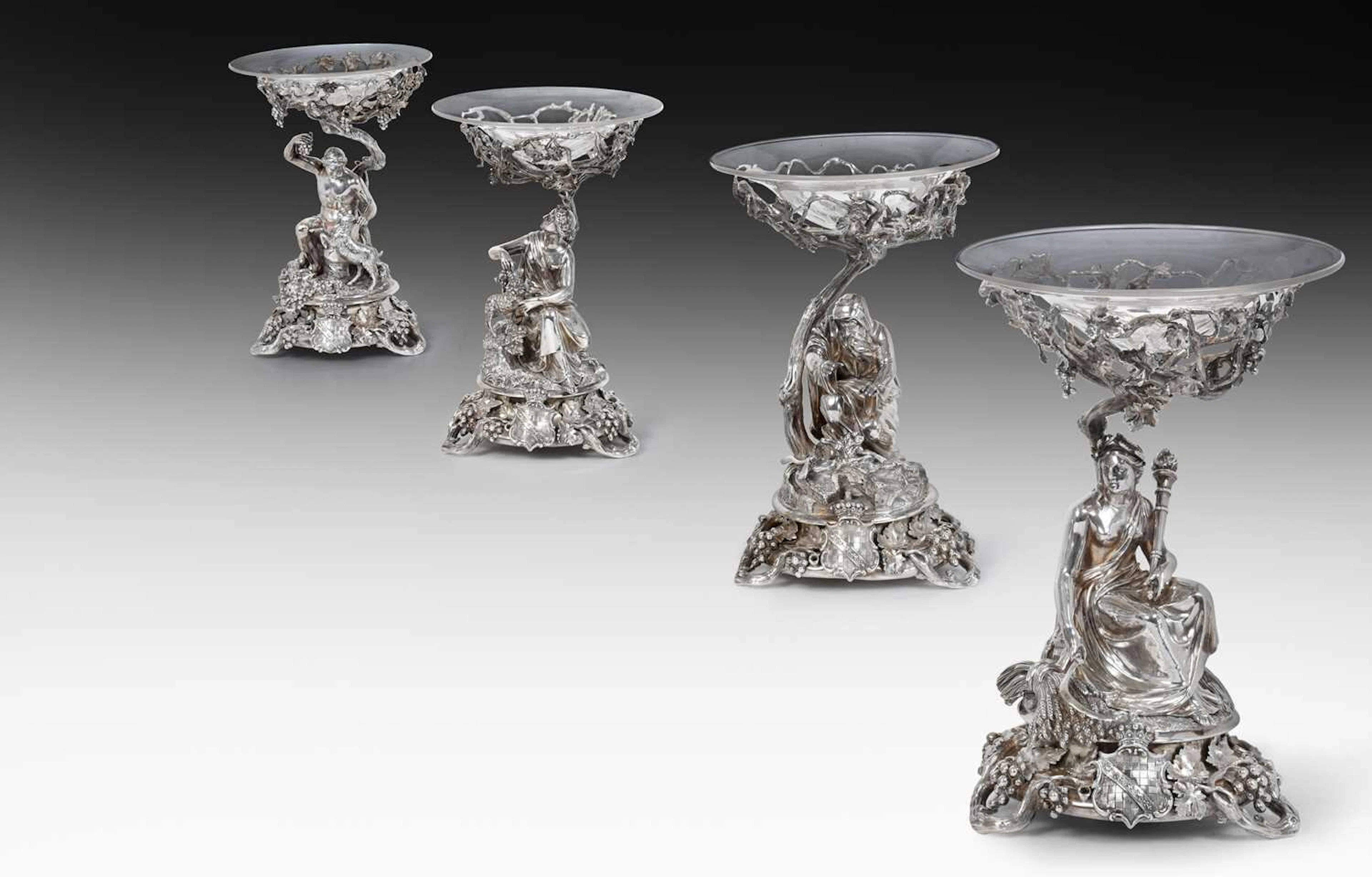 A Set of Four Victorian Silver Dessert-Stands by John Samuel Hunt