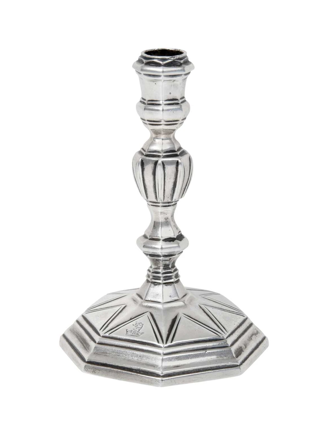 A George I Silver Taper-Candlestick Maker's Mark Poorly Struck, Perhaps