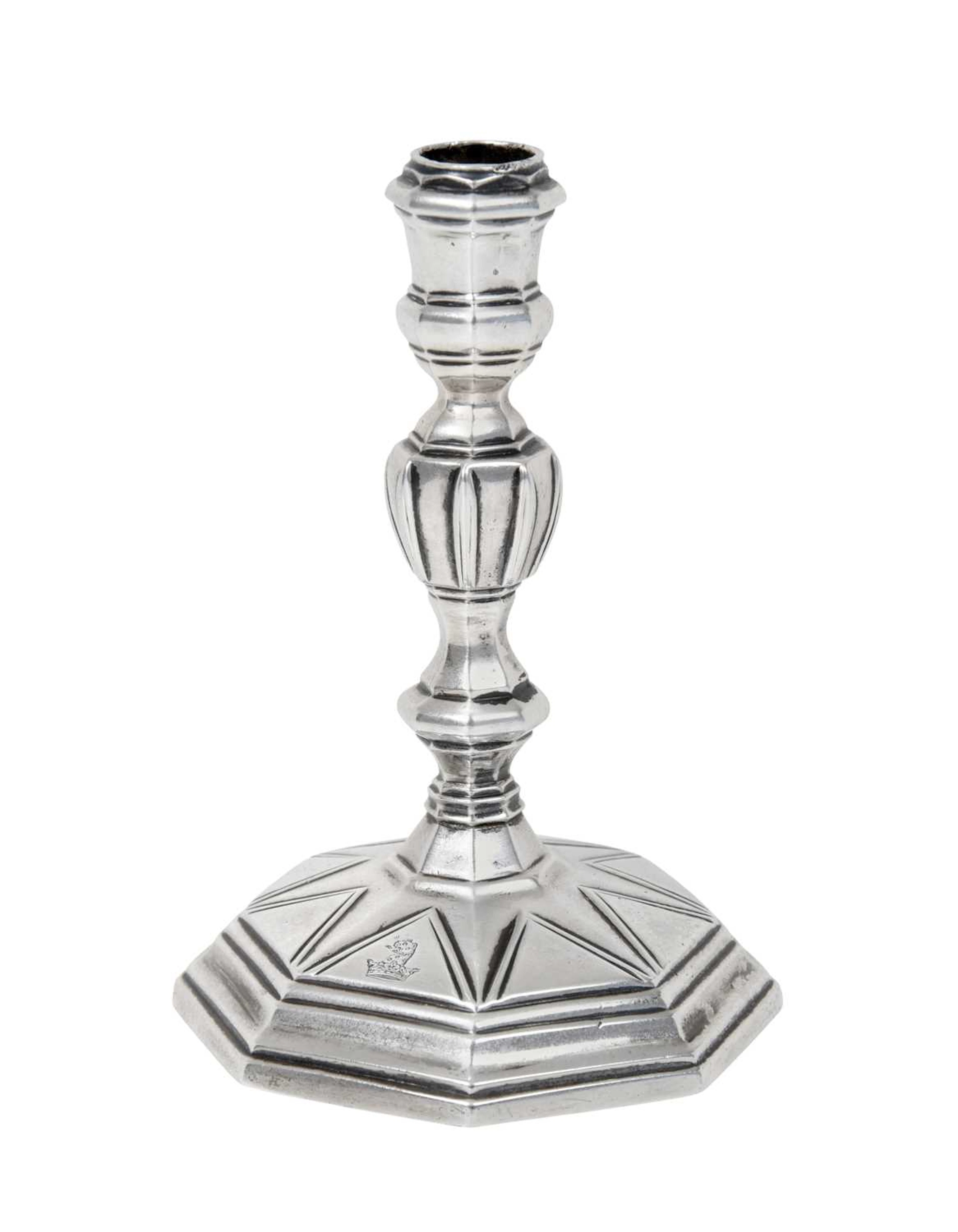A George I Silver Taper-Candlestick Maker's Mark Poorly Struck, Perhaps