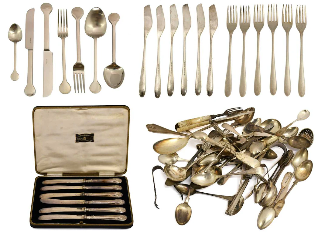 A Collection of Assorted George III and Later Silver Flatware, Together With
