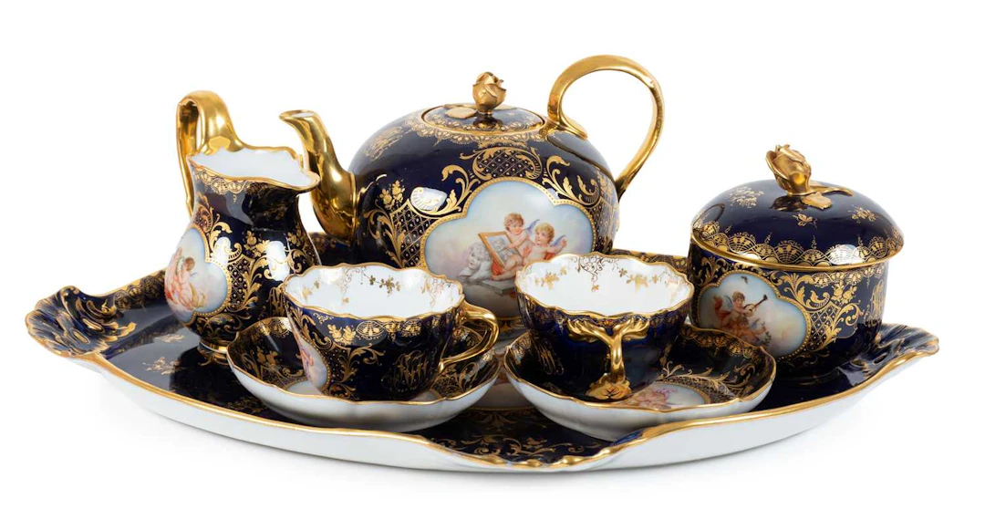 A Dresden Porcelain Cabaret Set, decorated by Hausmaler Ambrosius