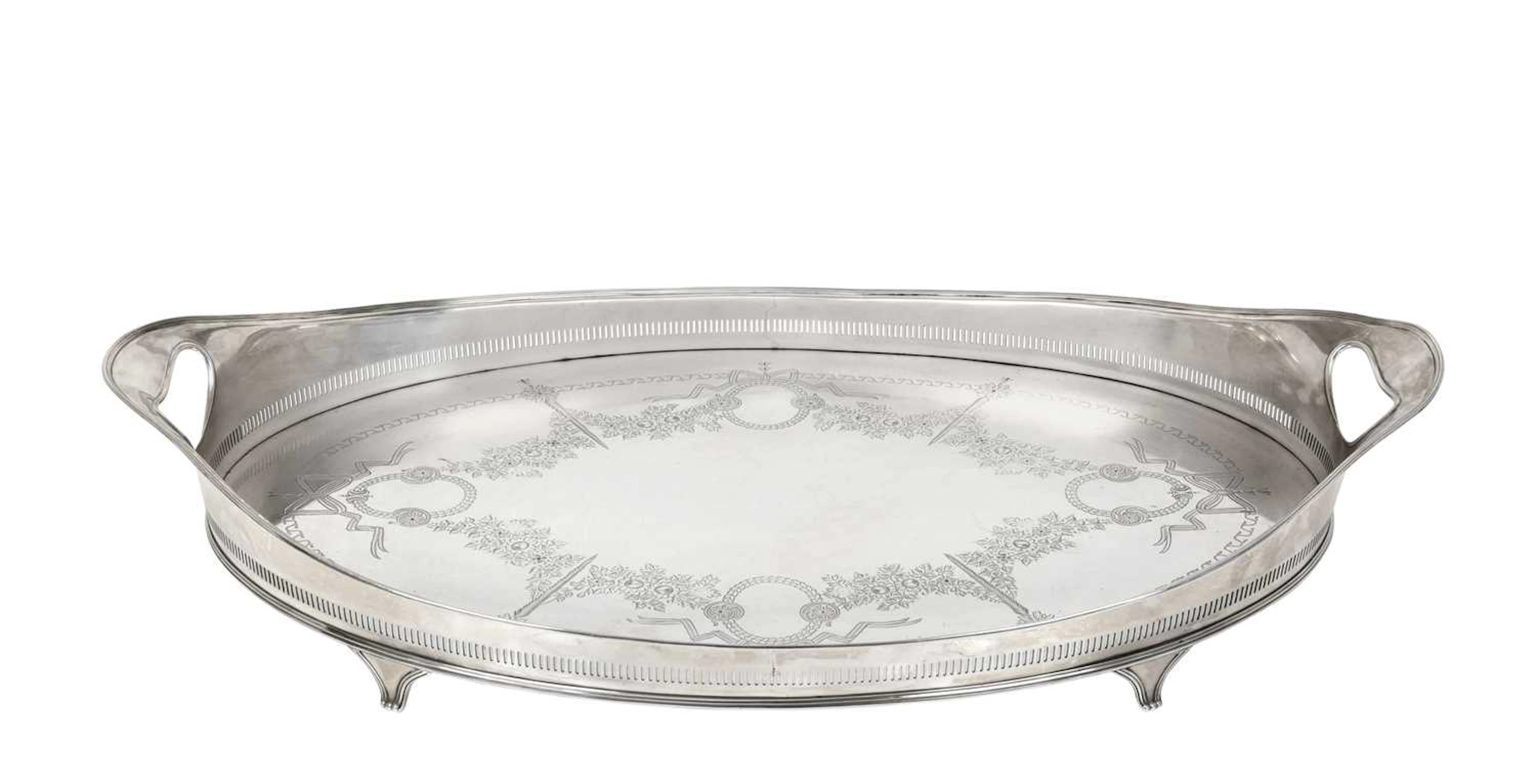 An Edward VII Silver Gallery-Tray by Hawksworth, Eyre and Co. Ltd.