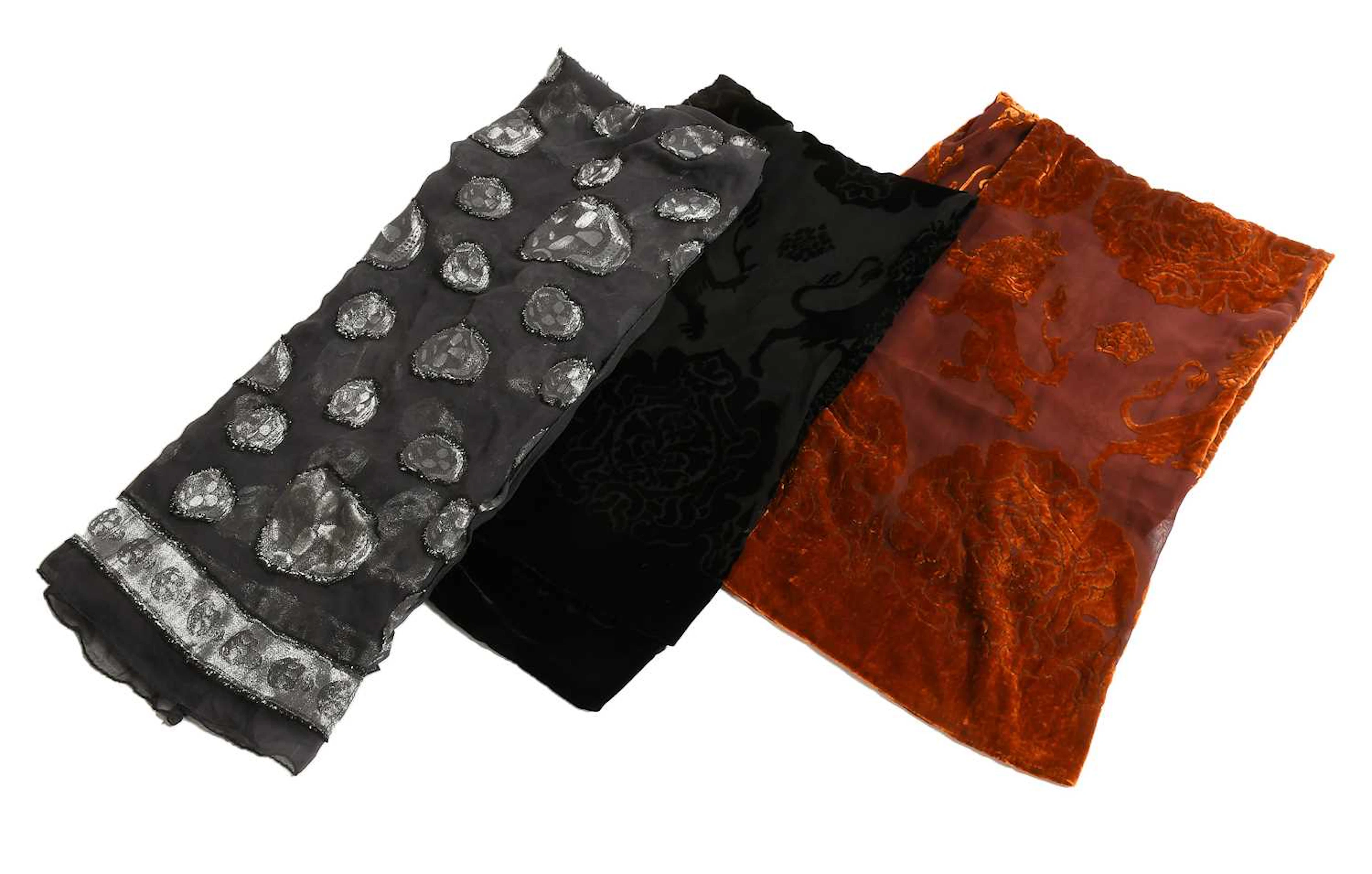 An Alexander McQueen Skull Printed Scarf, English Eccentrics, Devoré