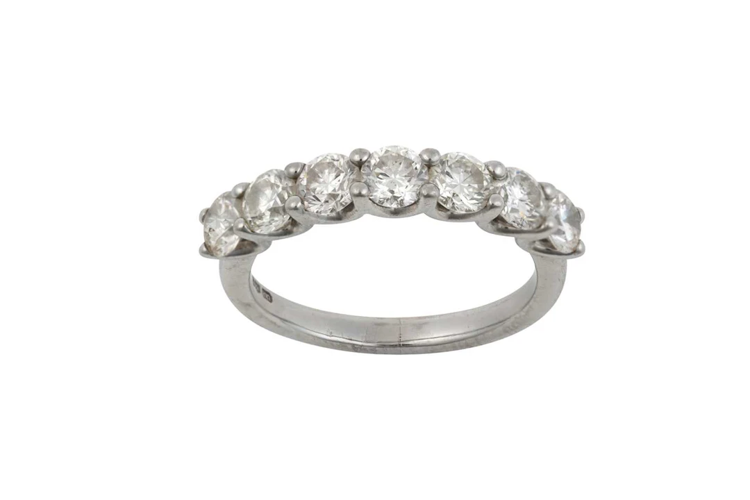 A Platinum Diamond Seven Stone Ring