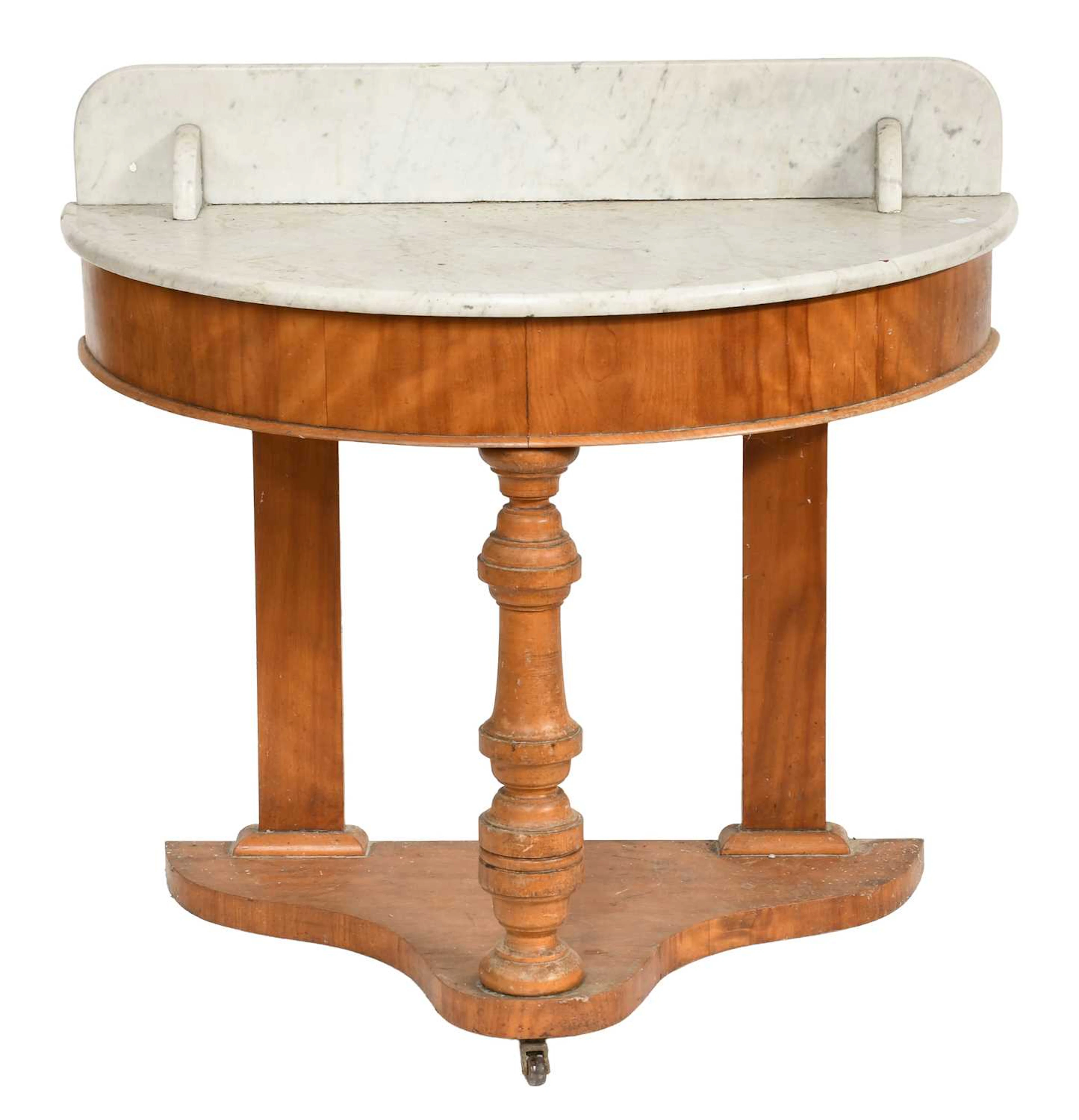 A Victorian Marble Topped Demi-Lune Washstand