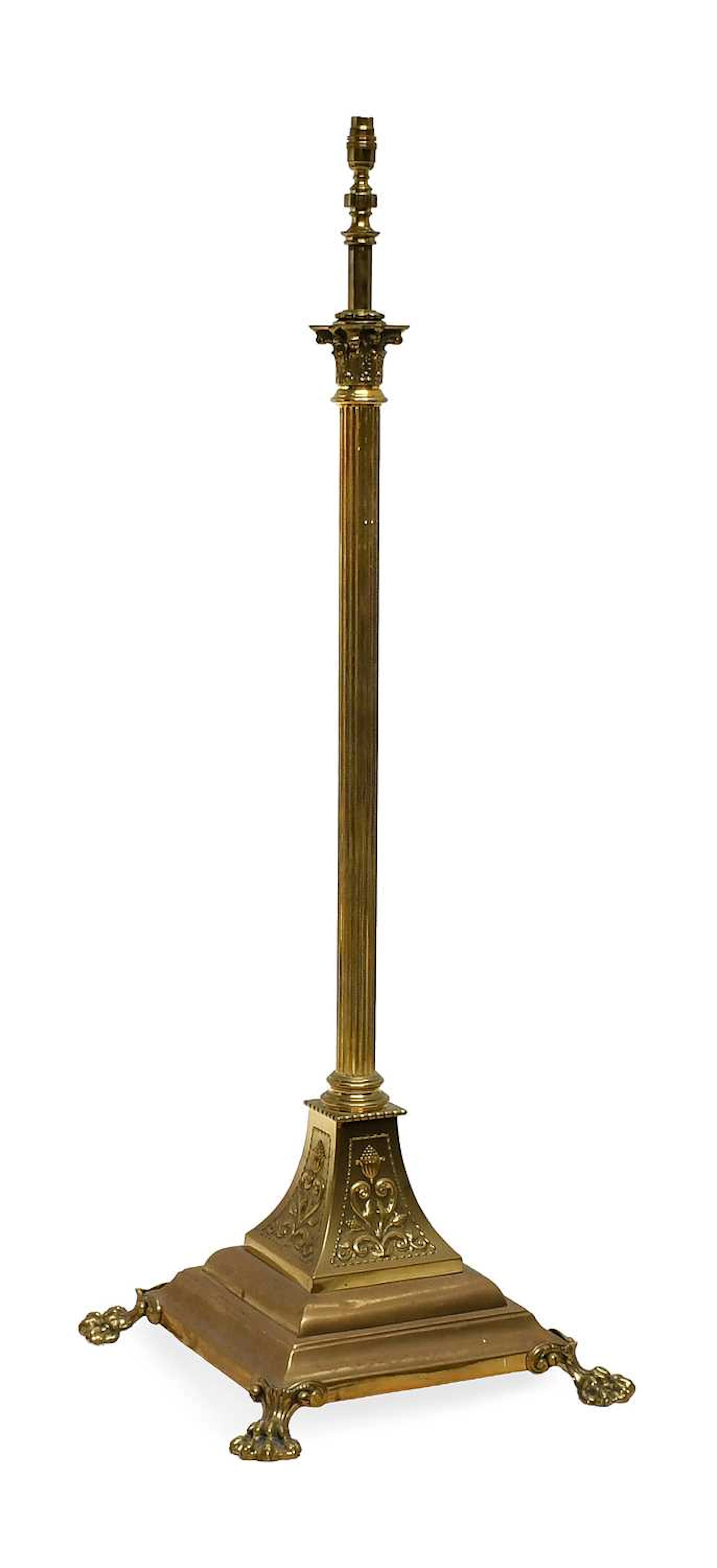 A Telescopic Brass Standard Lamp, circa 1890