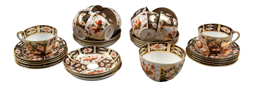 A Royal Crown Derby Porcelain Part Teaset, circa 1917