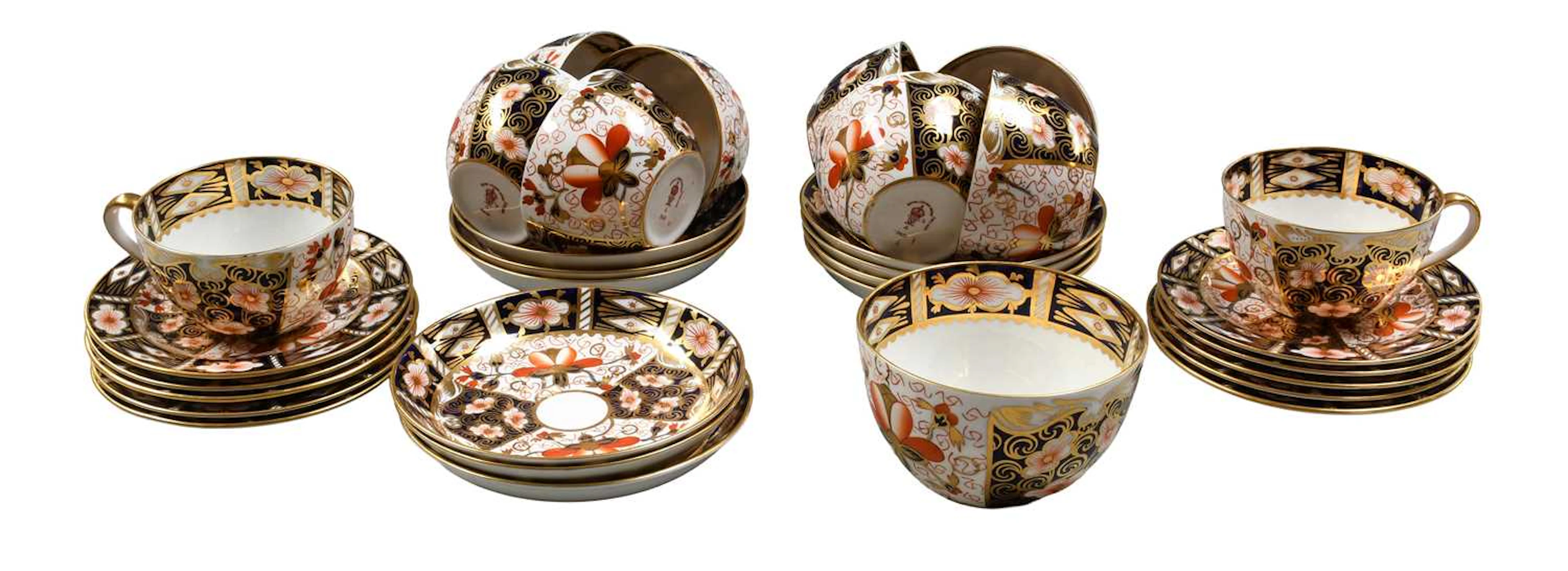 A Royal Crown Derby Porcelain Part Teaset, circa 1917