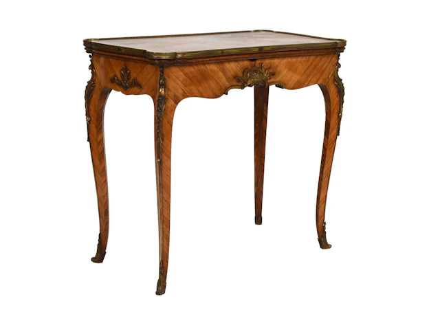 A Kingwood and Rosewood, Parquetry-Decorated and Gilt-Metal-Mounted