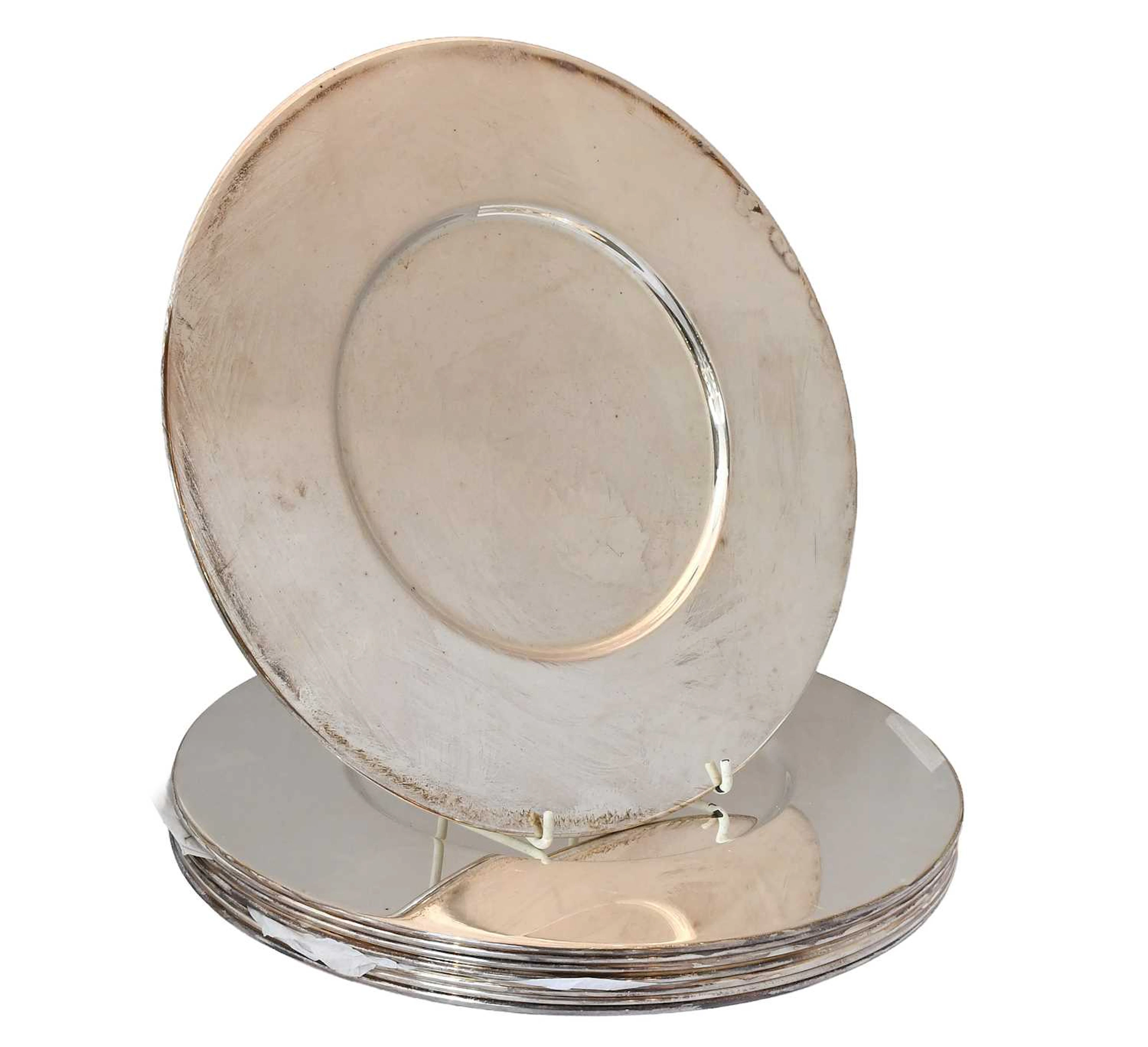 A Set of Eight Italian Silver Plate Underplates, by Sabbatini, Of