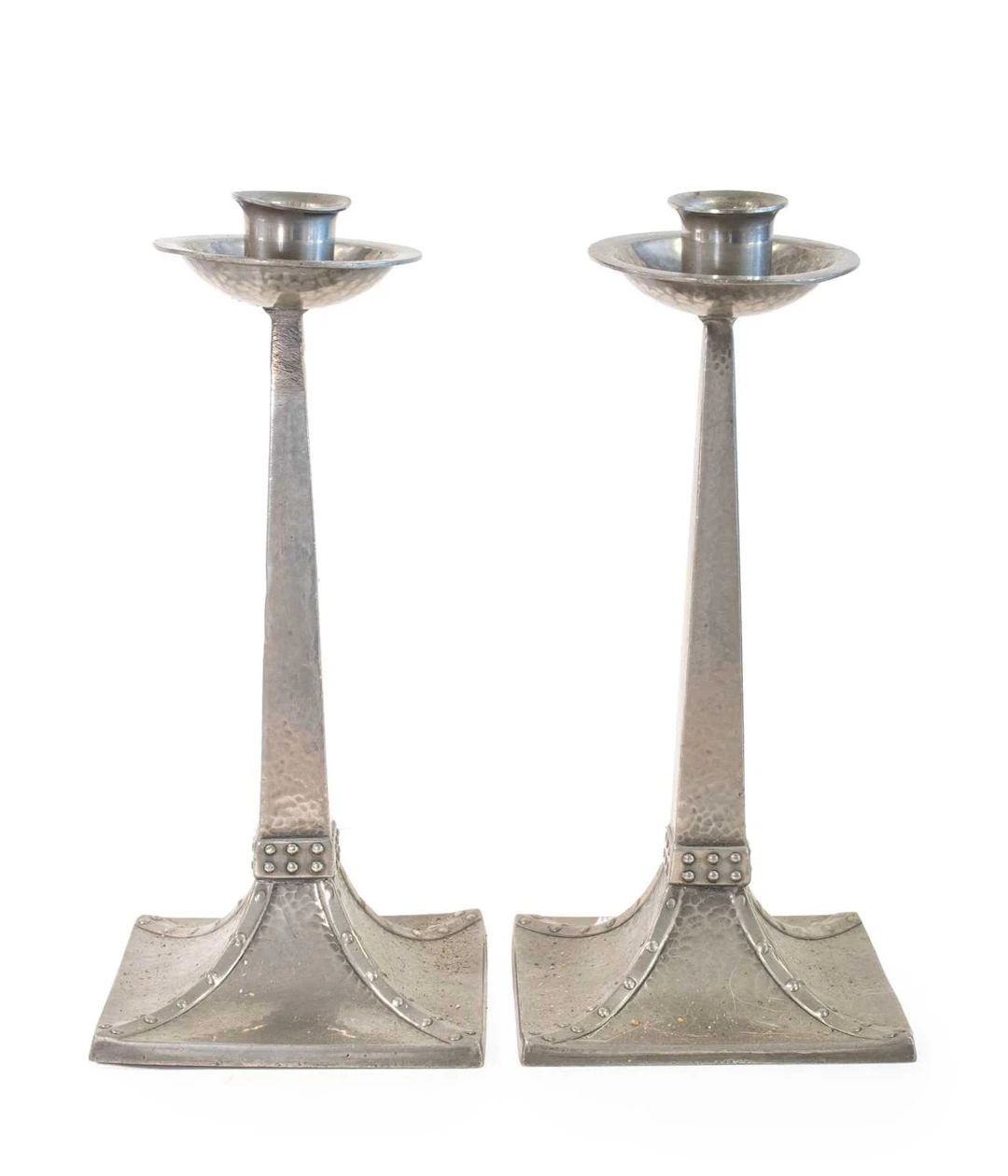 A Pair of Arts & Crafts Pewter Candlesticks