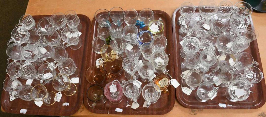 A Collection of Various Glass Custard Cups, Victorian and later
