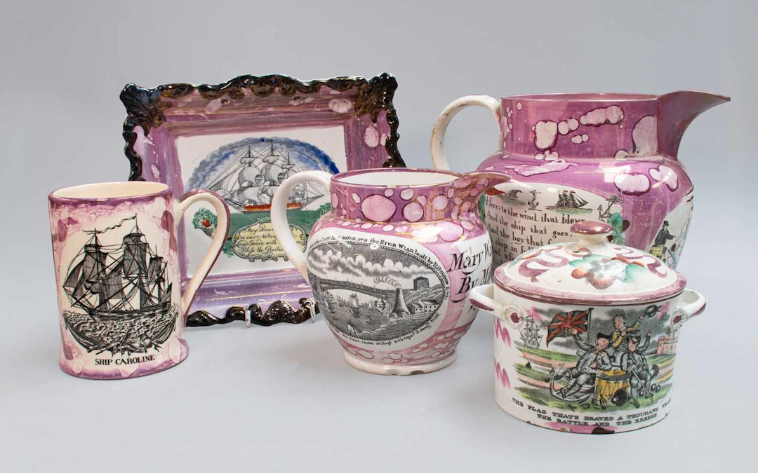 Six Various Sunderland Lustre Jugs, circa 1820