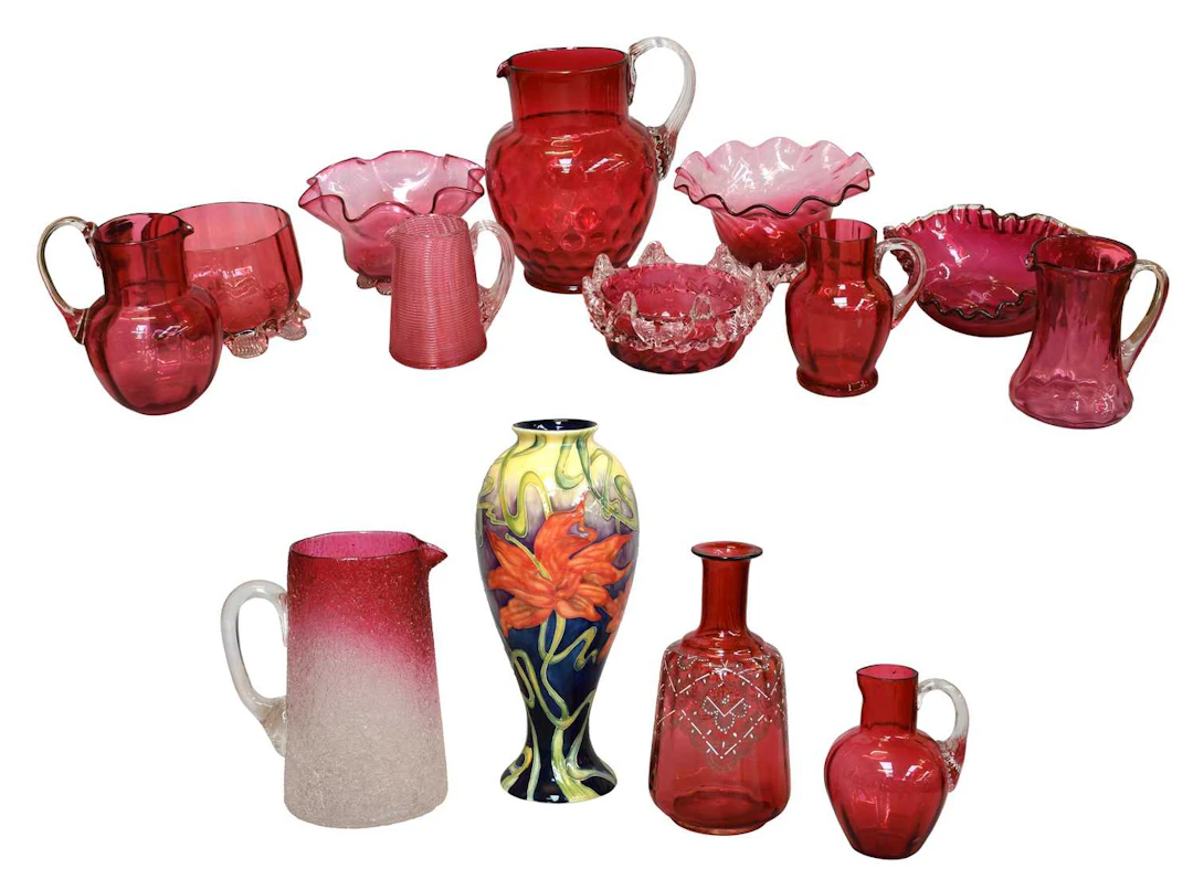 A Group of Cranberry Glass