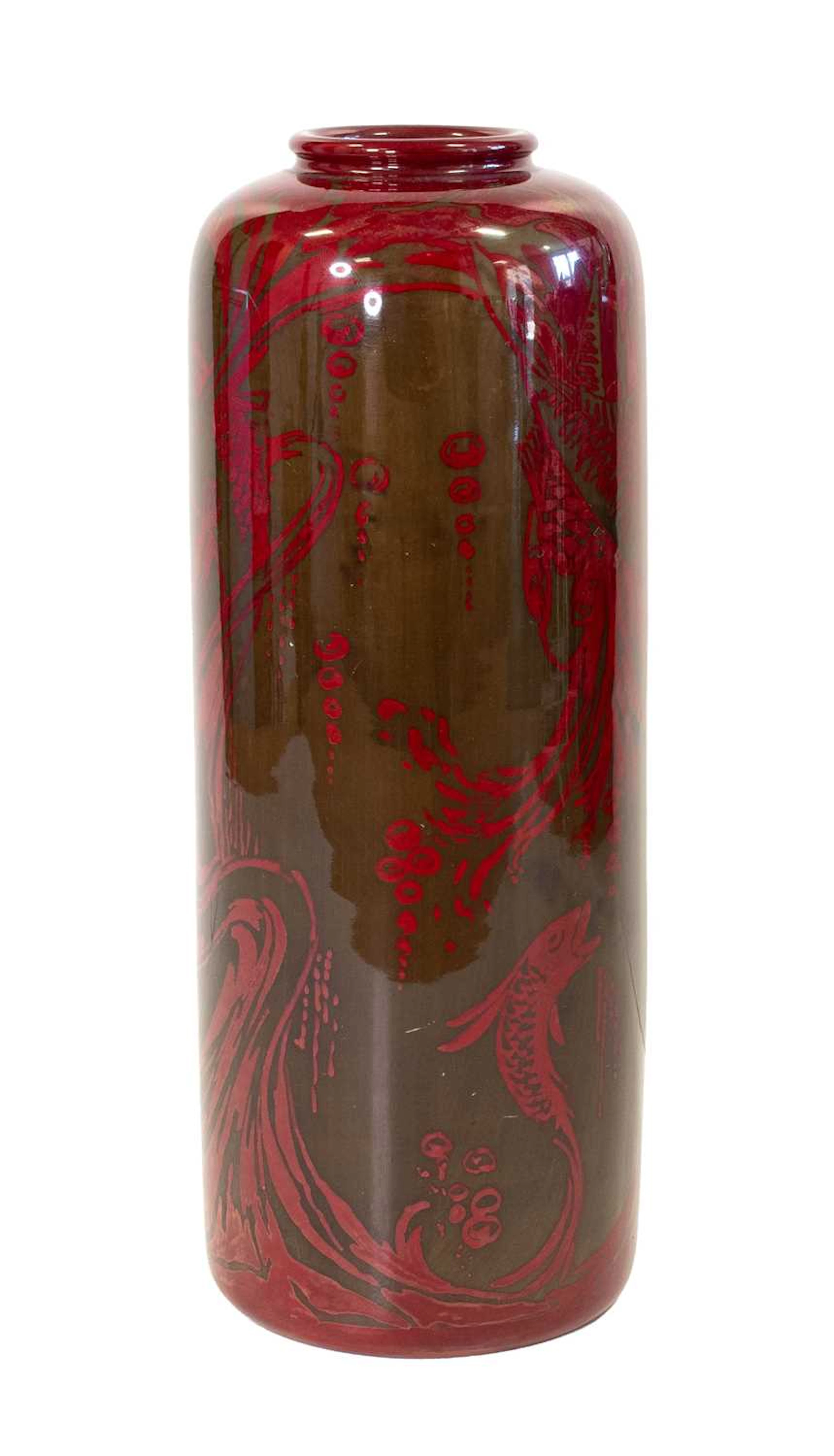 Bernard Moore (1850-1935): A Flambé Porcelain Cylindrical Vase