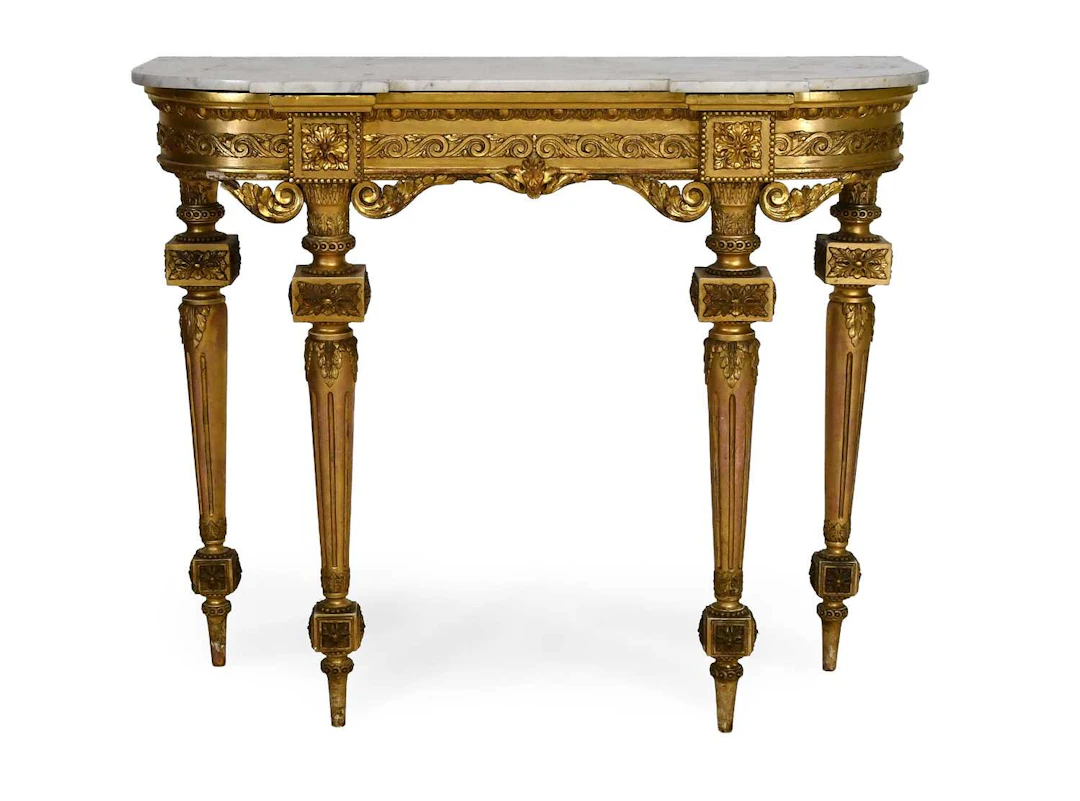 A 19th Century Gilt and Gesso Console Table, in Louis XVI style