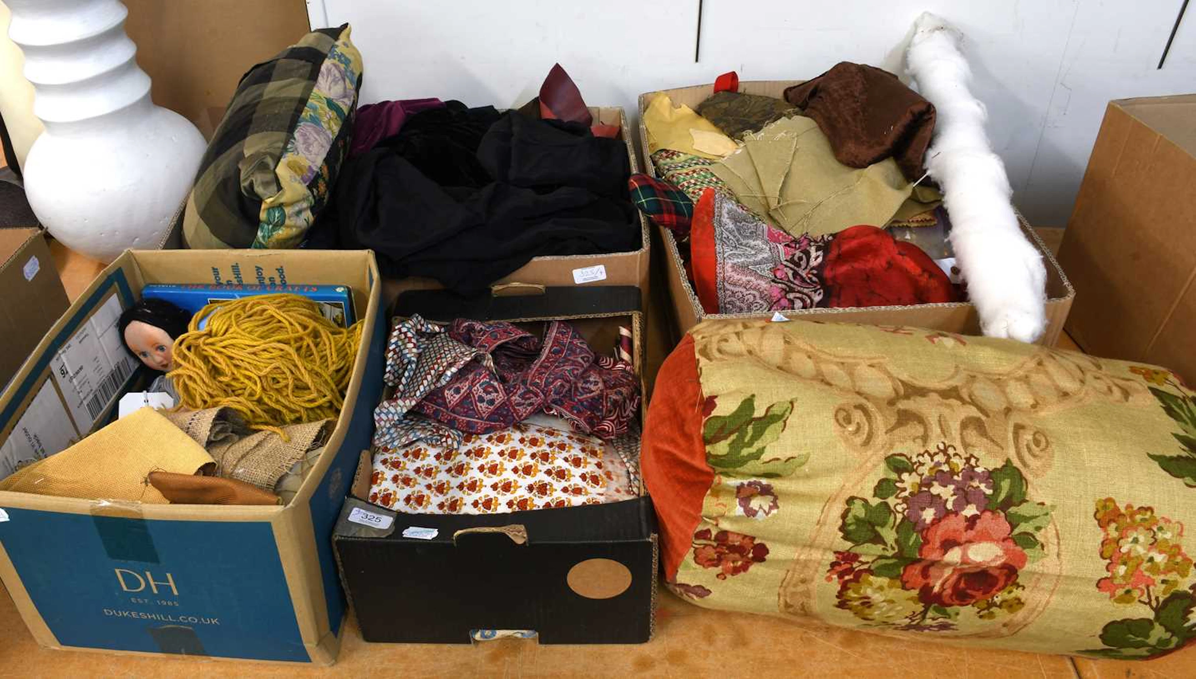 Assorted Fabric Remnants and Crafting Projects
