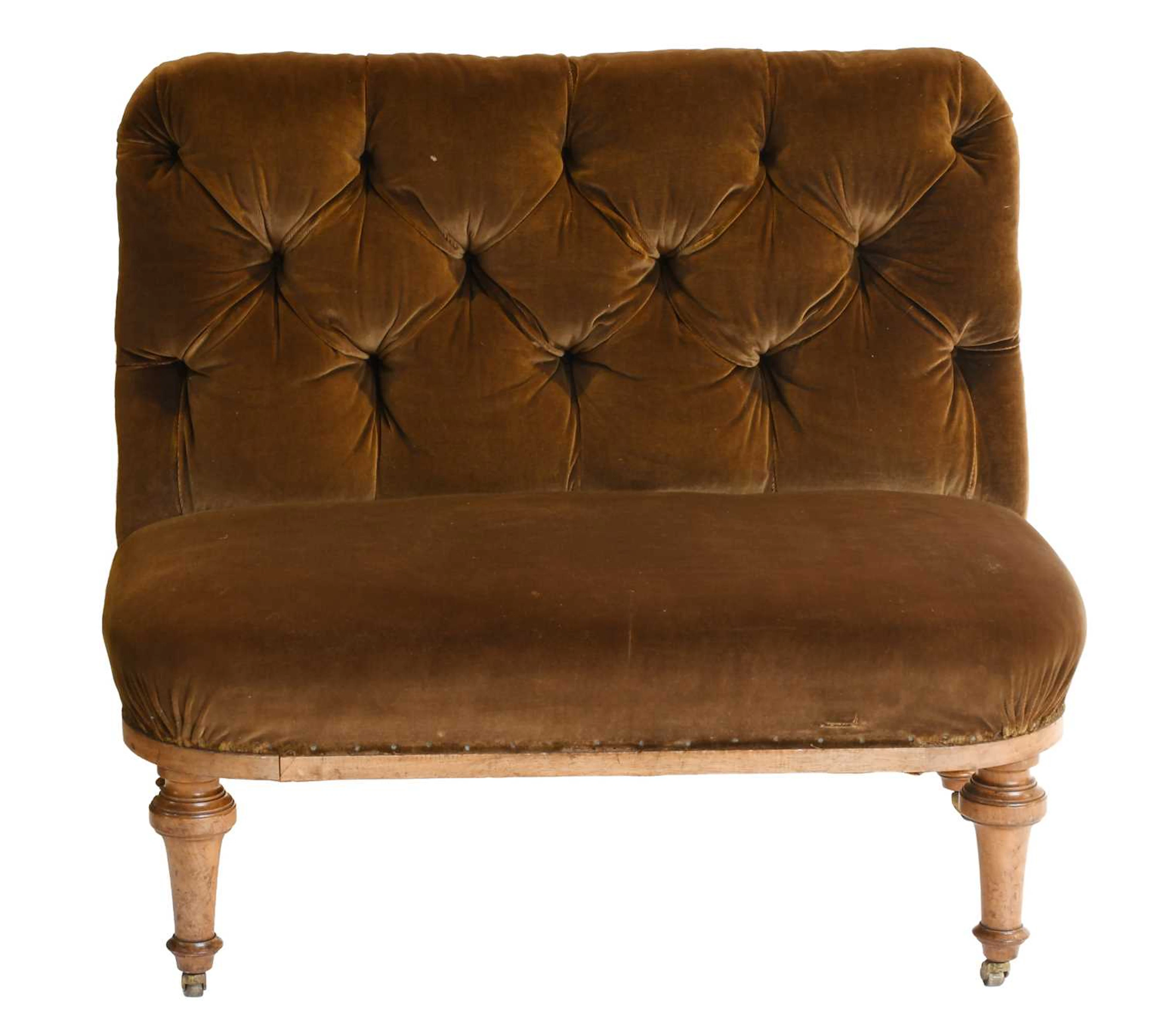 A Small Victorian Button Backed Sofa
