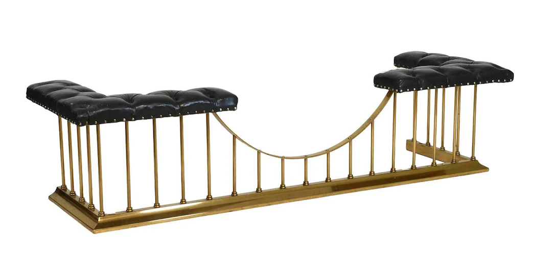 A Victorian-Style Brass Club Fender, early 20th century