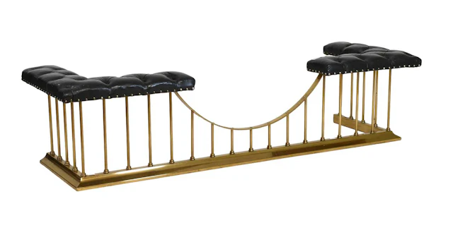 A Victorian-Style Brass Club Fender, early 20th century