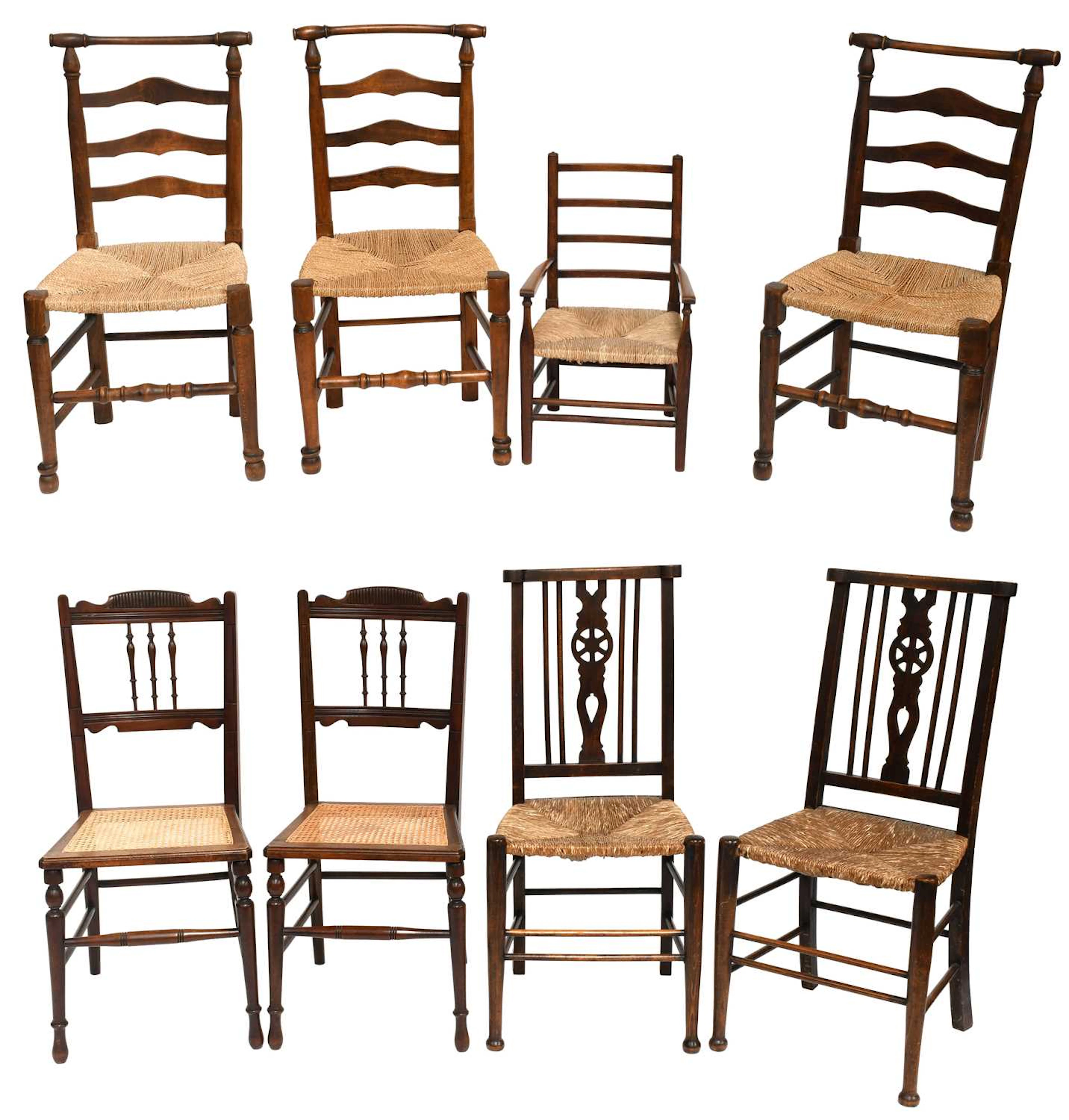 A Child's Beech Framed Rush Seat Armchair, early 20th century