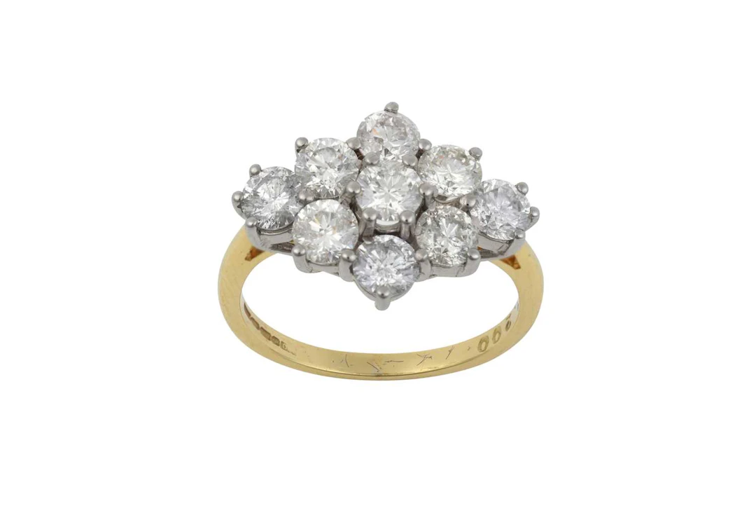 An 18 Carat Gold Diamond Cluster Ring