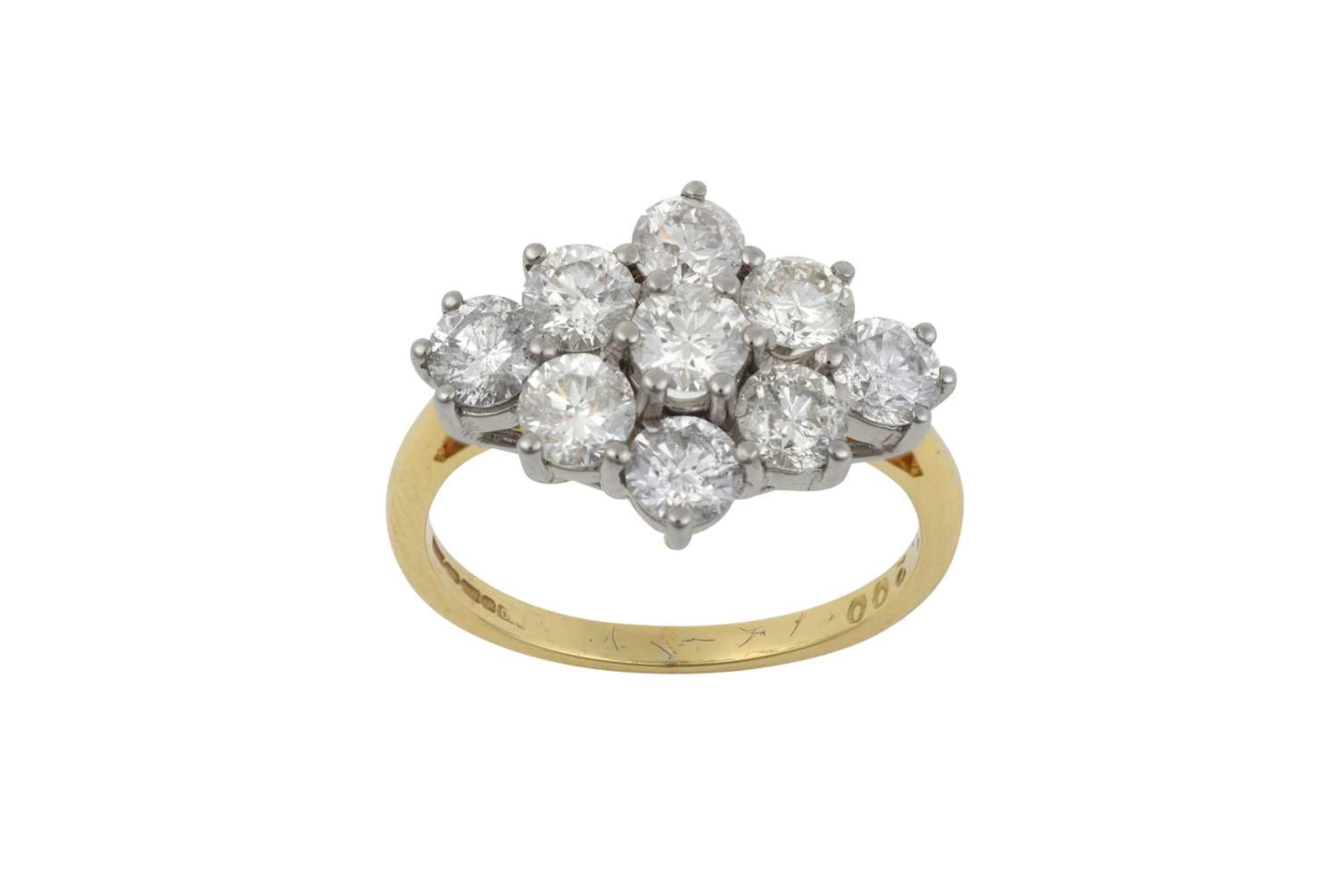 An 18 Carat Gold Diamond Cluster Ring