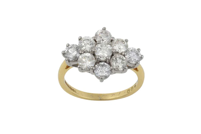 An 18 Carat Gold Diamond Cluster Ring