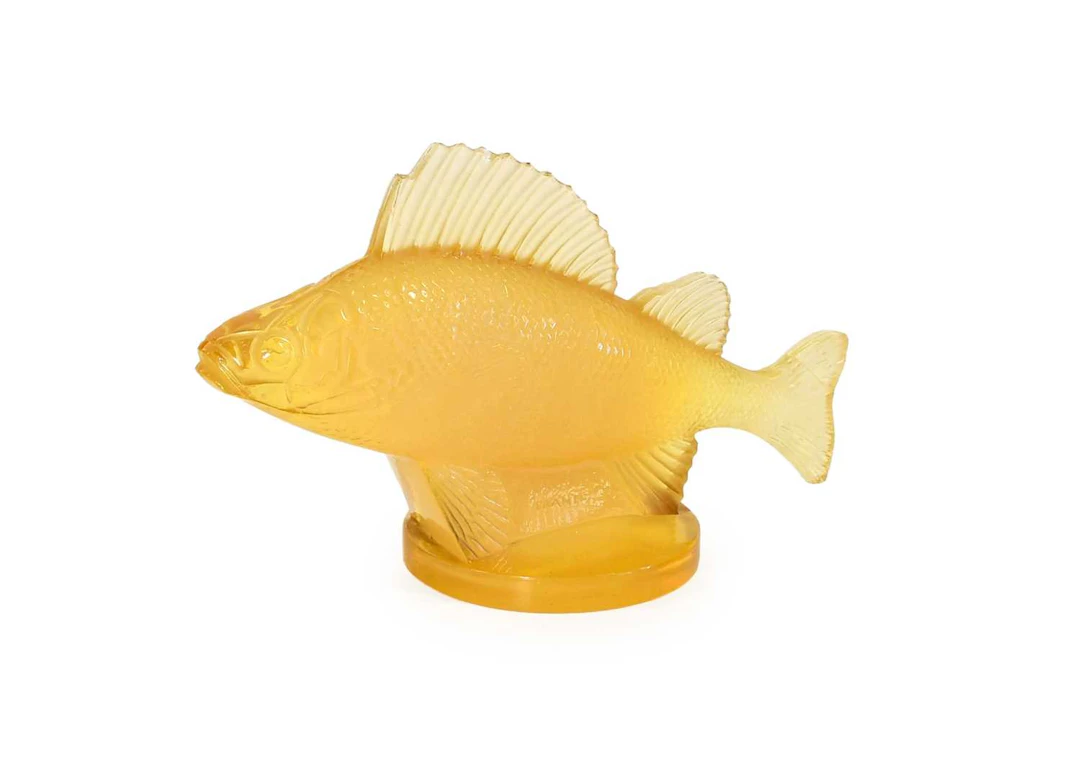 René Lalique (French, 1860-1945): A Perche Butterscotch Car Mascot, No.1158