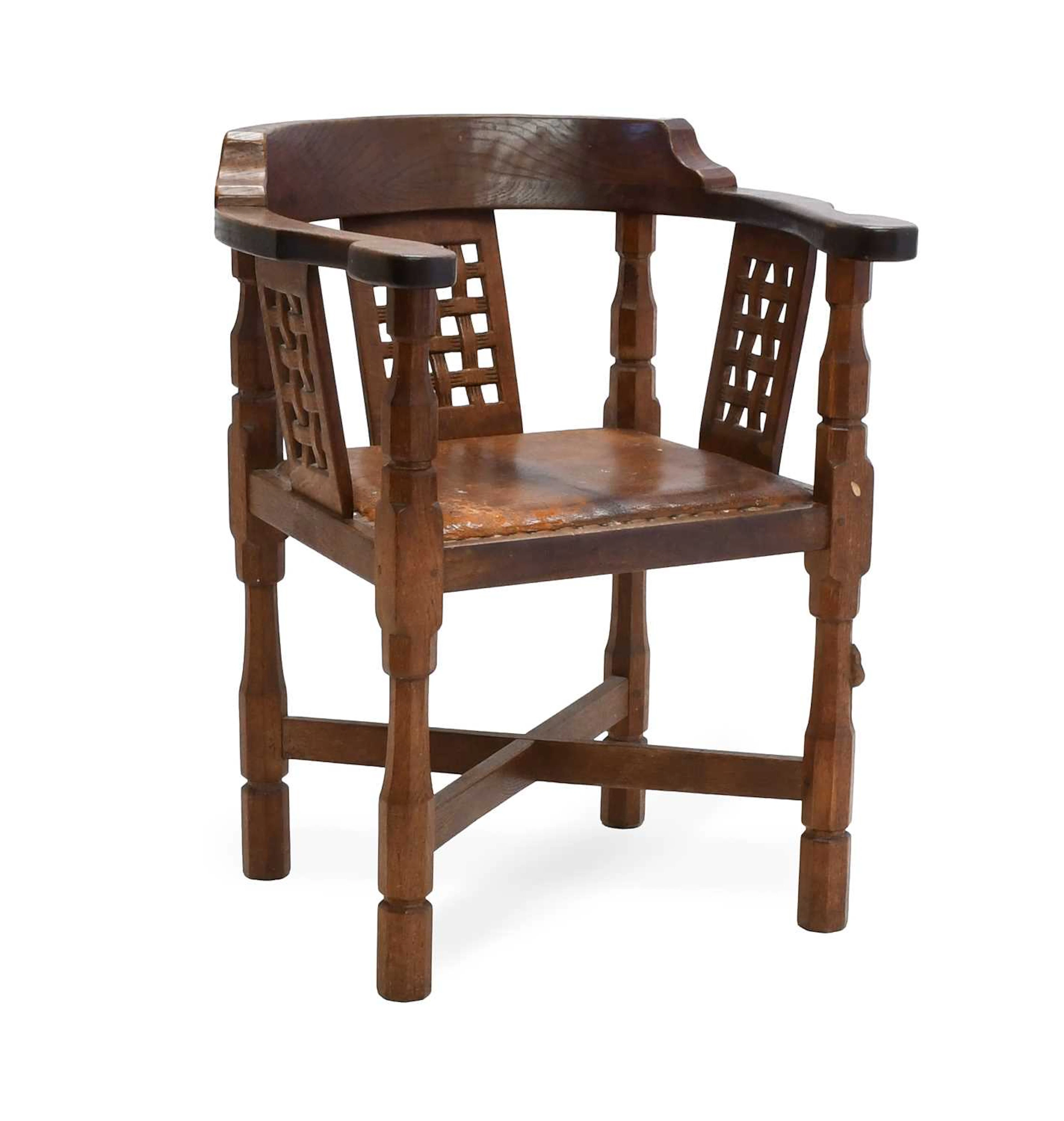 Workshop of Robert Mouseman Thompson (Kilburn): An English Oak Monk's Chair
