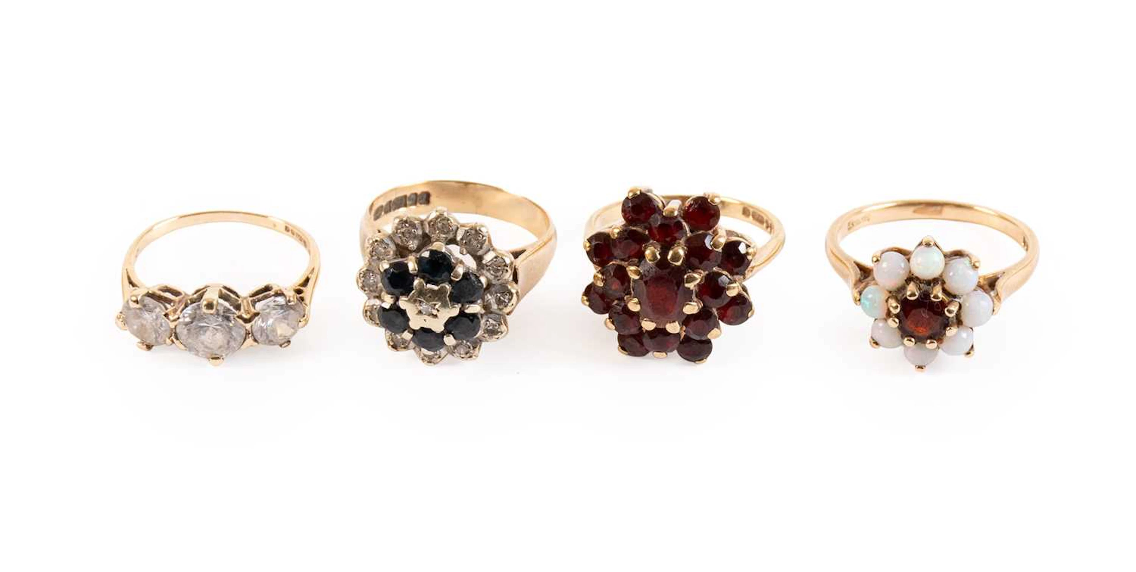 Four 9 Carat Gold Dress Rings