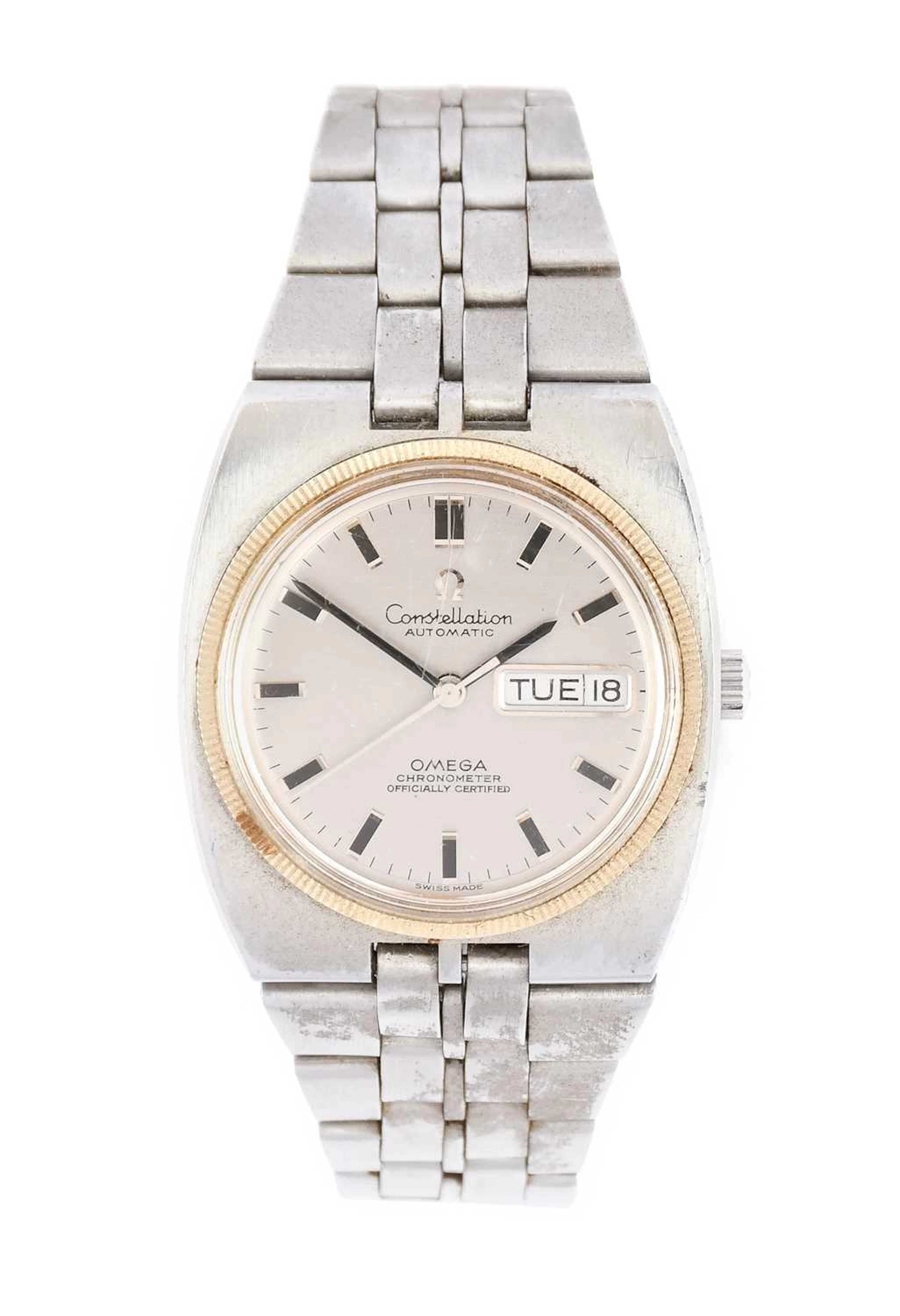 Omega: A Stainless Steel Automatic Day/Date Centre Seconds Wristwatch