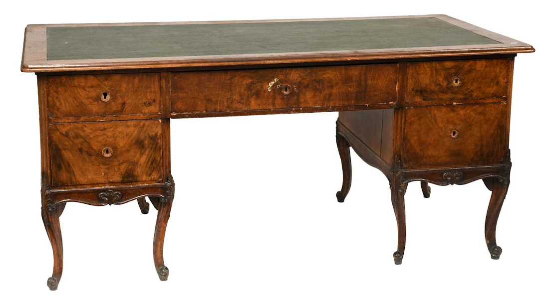 A Walnut Pedestal Desk