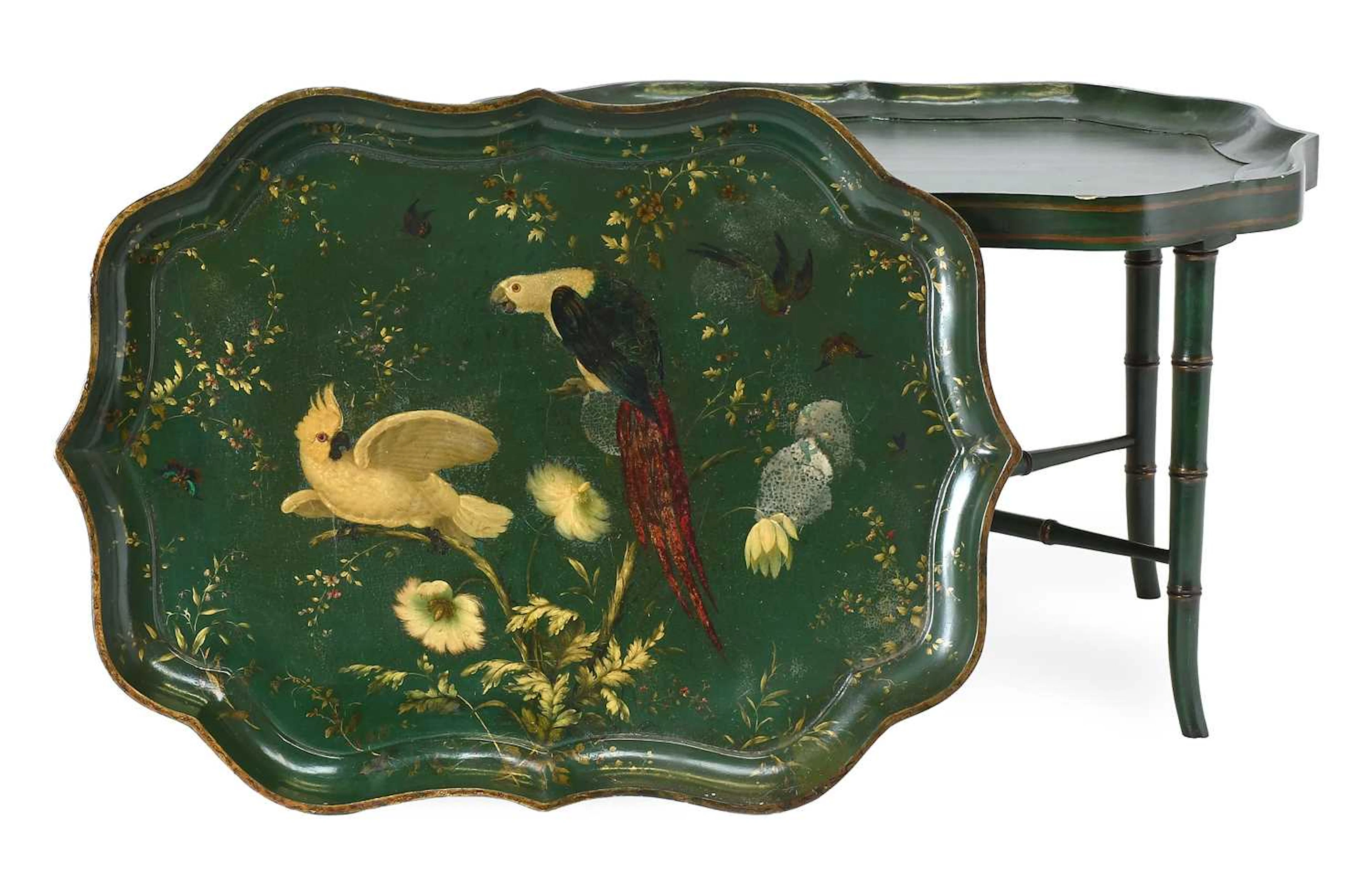 A Regency-Style Green-Painted Tray, after a design by Jennens & Betteridge