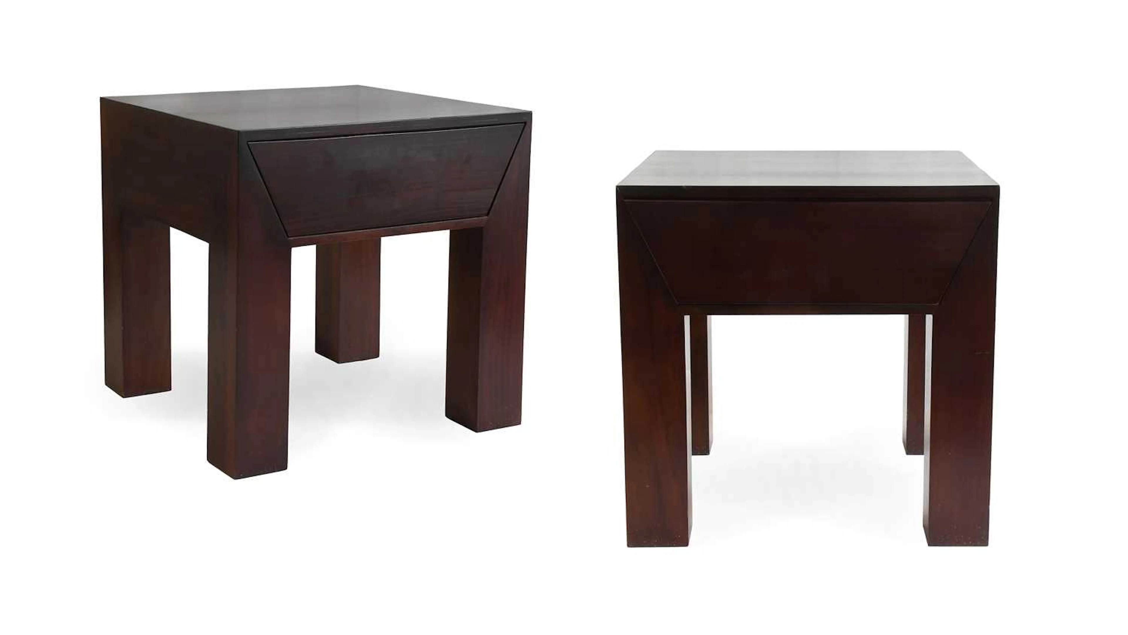 A Pair of Contemporary Stained Mahogany Bedside Tables