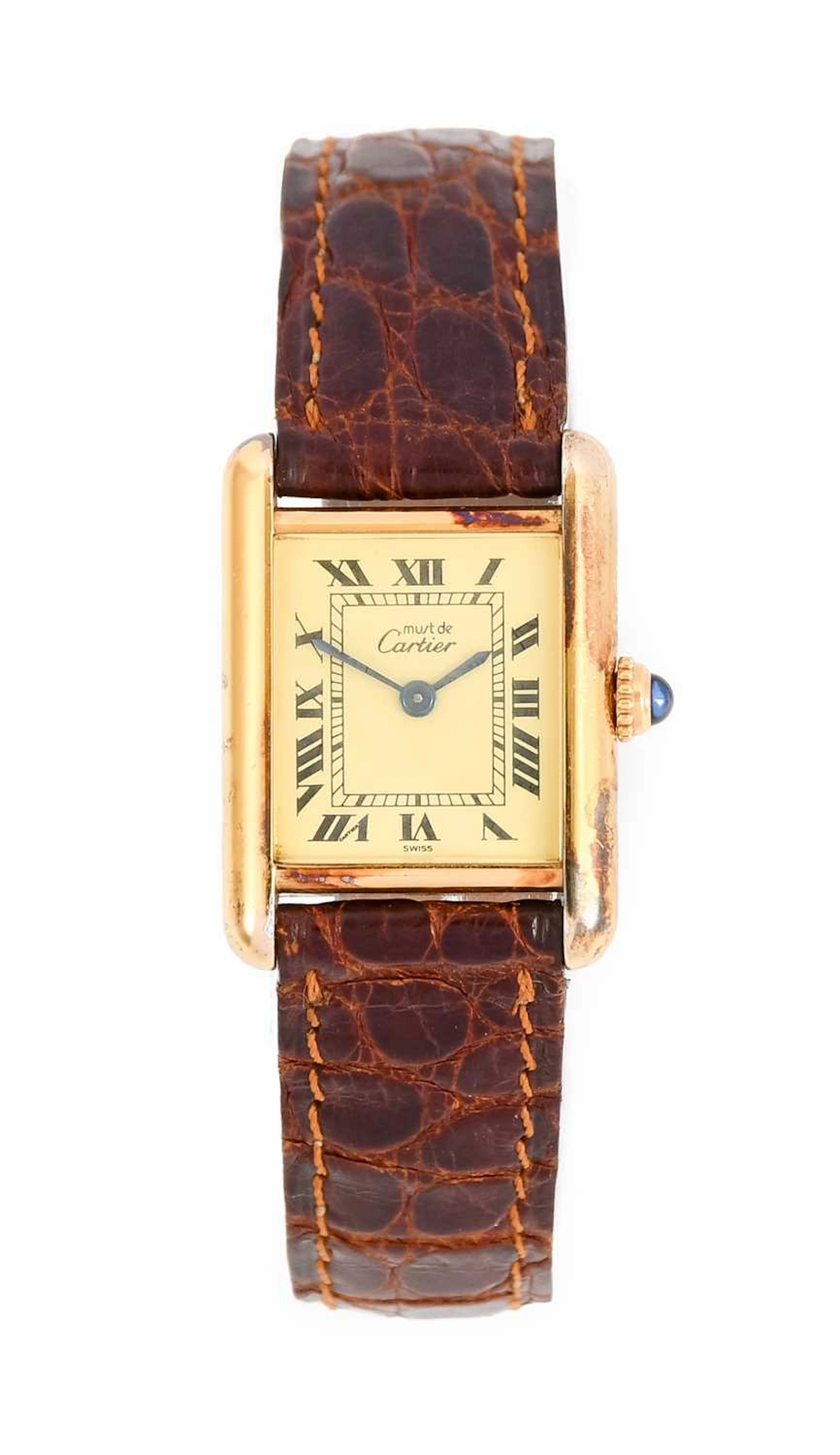 Must de Cartier: A Lady's Silver and Plated Wristwatch, signed Must