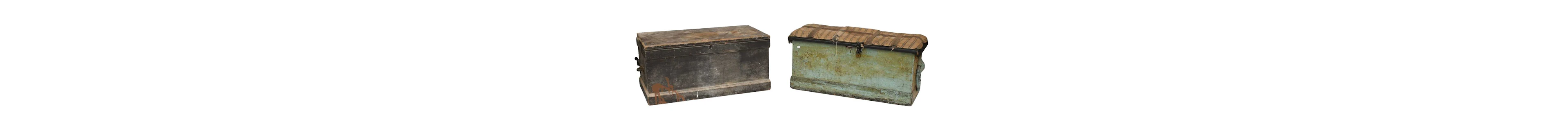 A Victorian Green Painted Wooden Trunk