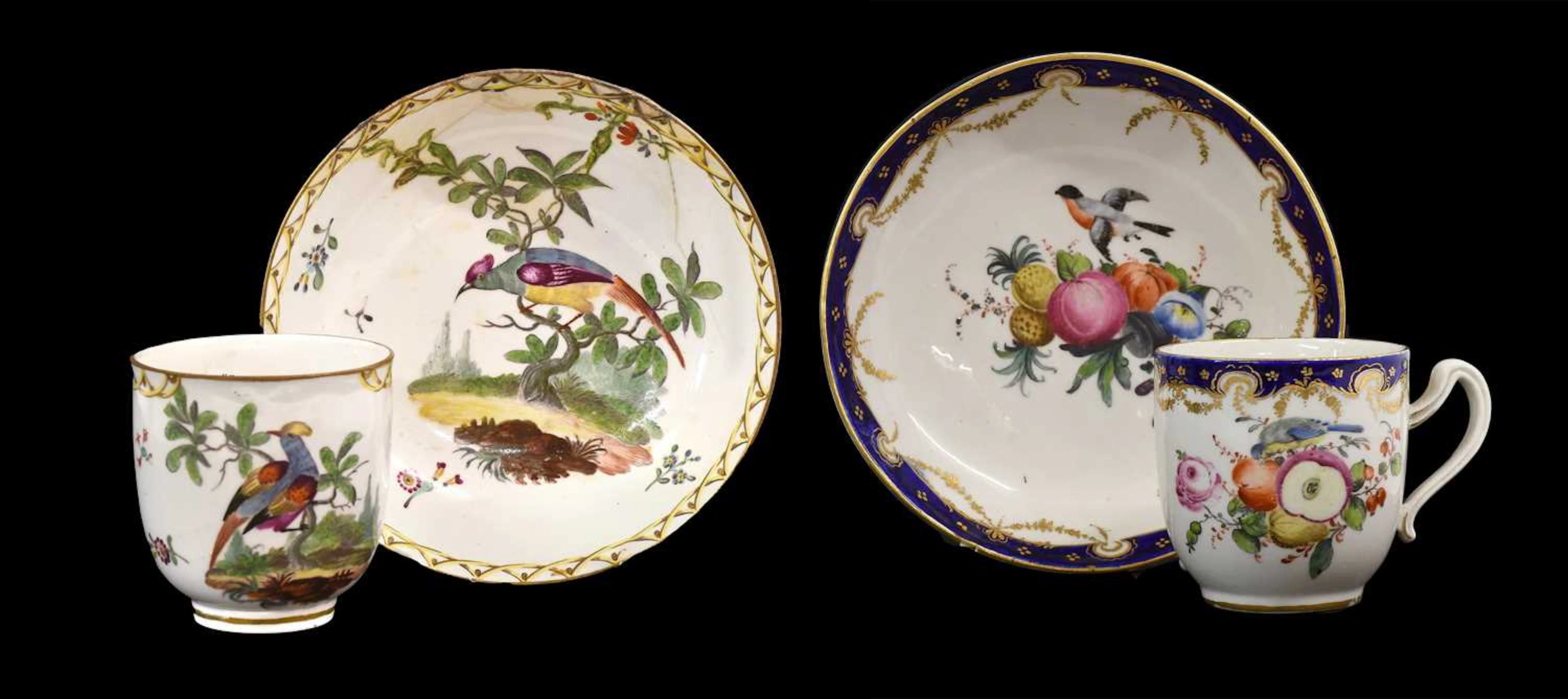 A Frankenthal Porcelain Coffee Cup and Saucer, circa 1770, A Hague-Decorated