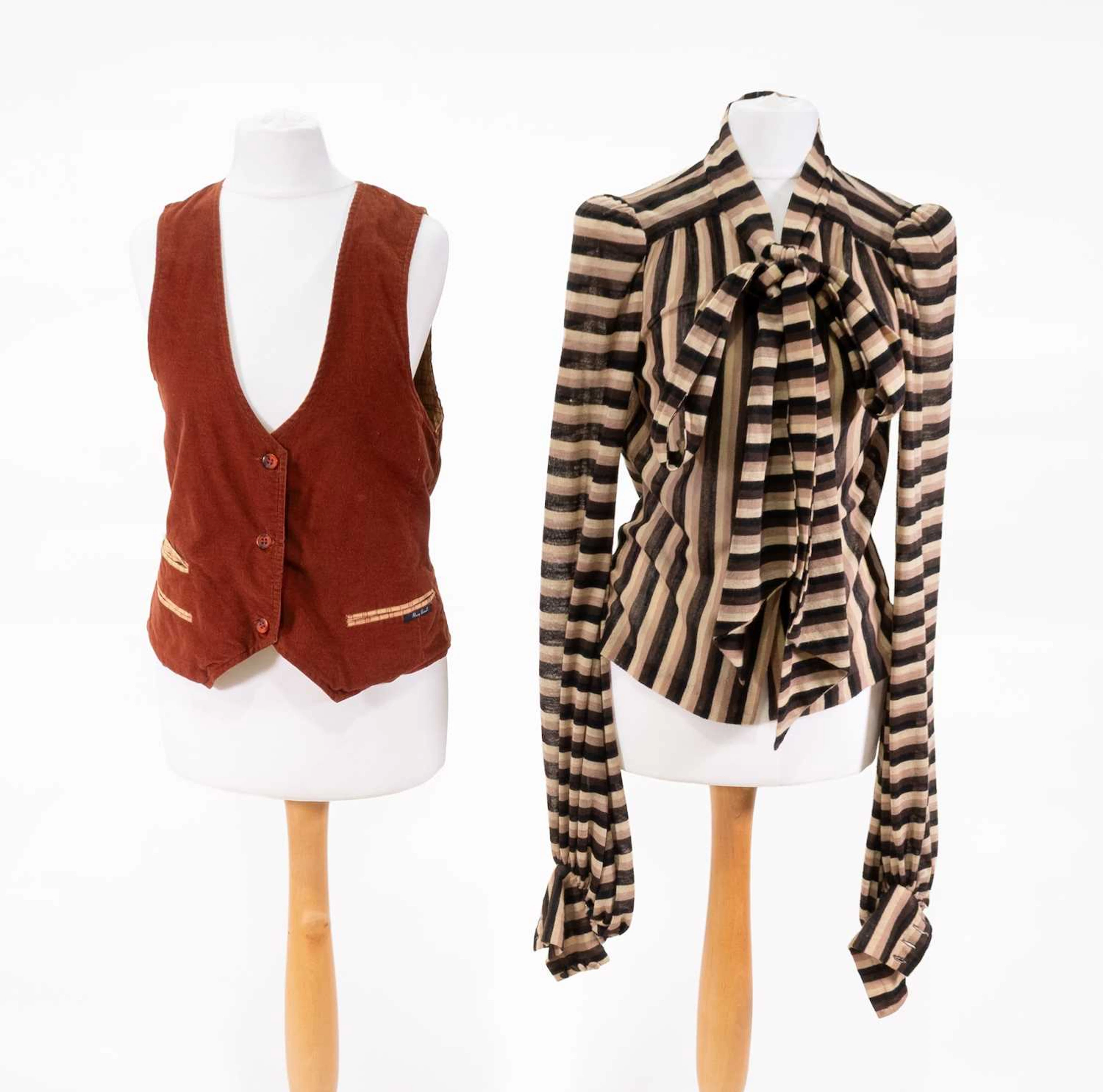 Circa 1960s Biba Black and Brown Striped Blouse, Mary Quant Designs