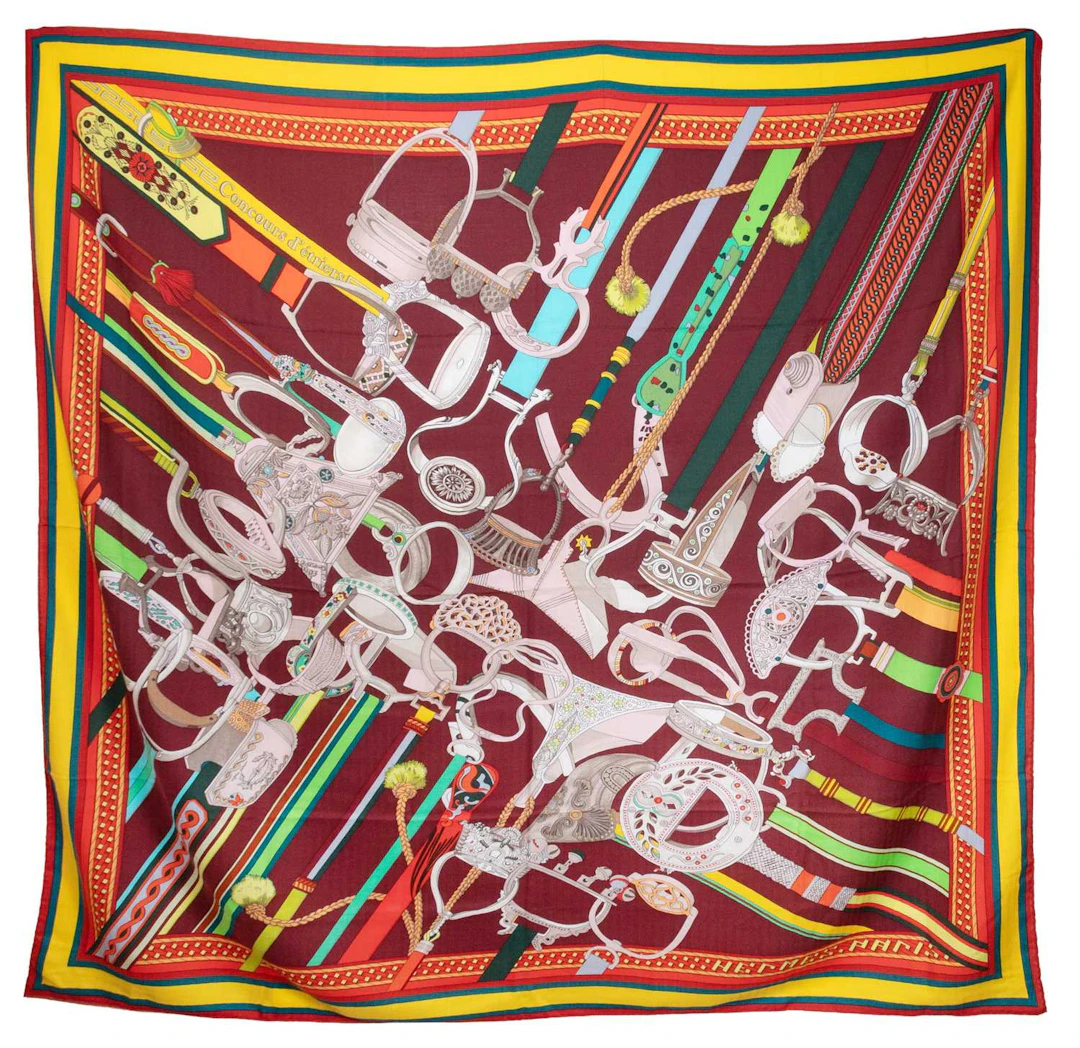 Hermès Silk and Cashmere Shawl, Concours d'étriers Designed by Virginie Jamin