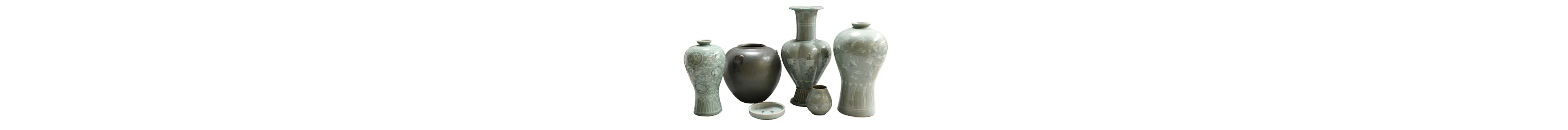 Five Pieces of Korean Celadon Porcelain, 20th century