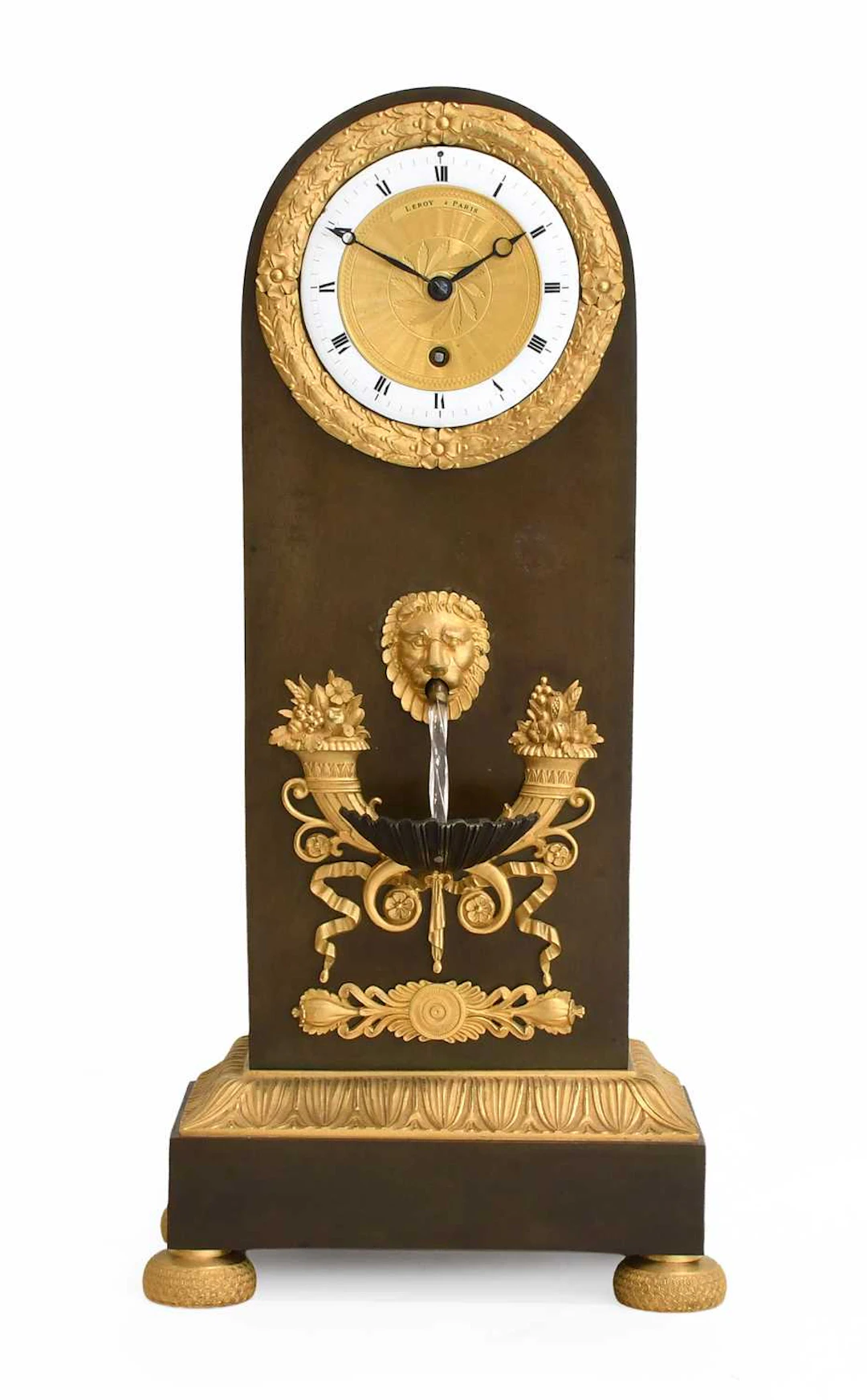 An Unusual French Parcel Gilt Bronze Automaton Water Fountain Mantel
