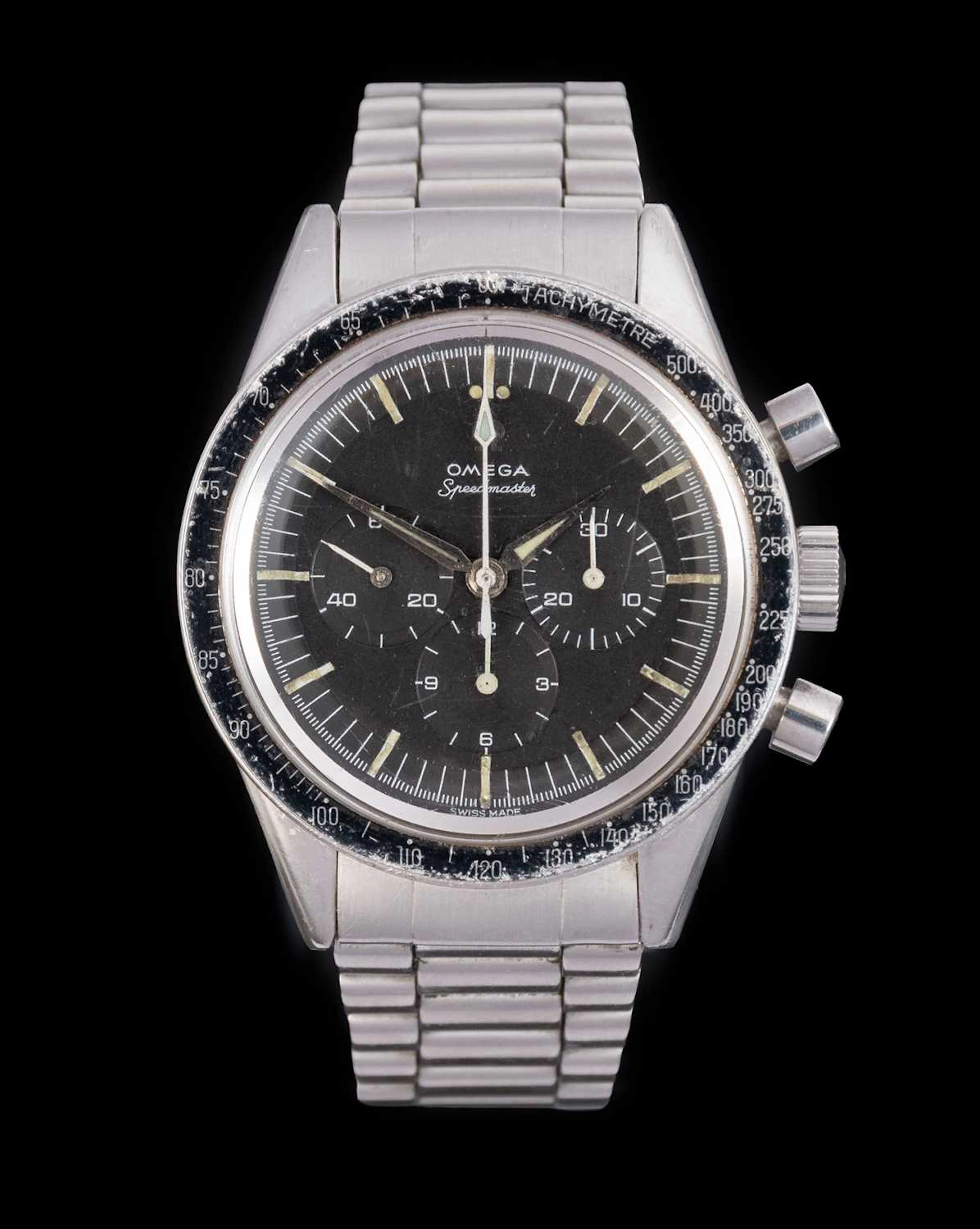 Omega: A Rare "Pre-Moon" Stainless Steel Chronograph Wristwatch, signed