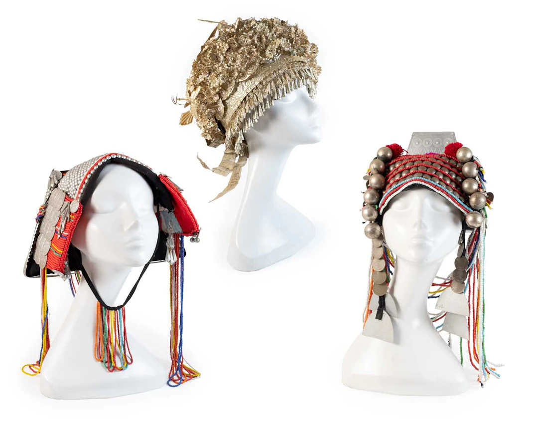 Mid-20th Century Chinese Miao Ceremonial Headdress, Pair of Hmong