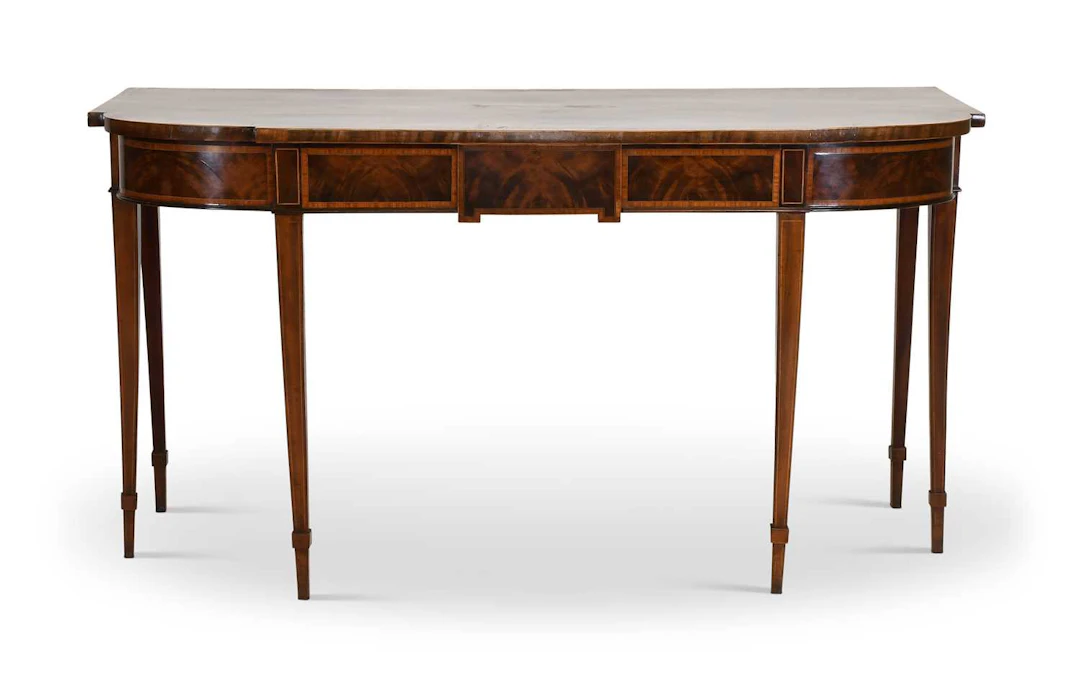 A George III Mahogany, Satinwood-Crossbanded, Boxwood and Ebony-Strung