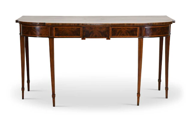 A George III Mahogany, Satinwood-Crossbanded, Boxwood and Ebony-Strung