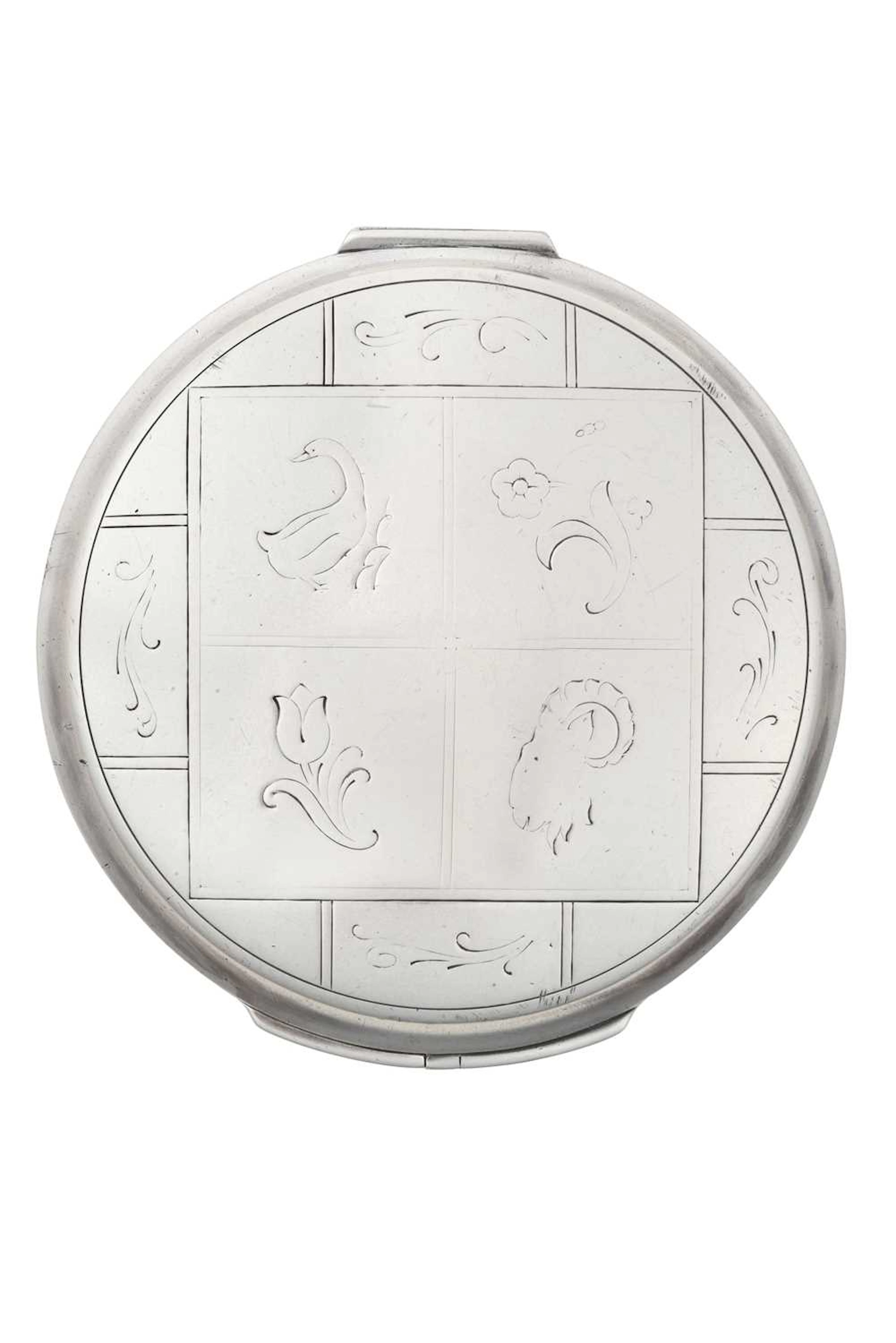 A Danish Silver Compact by Georg Jensen, Copenhagen, with English